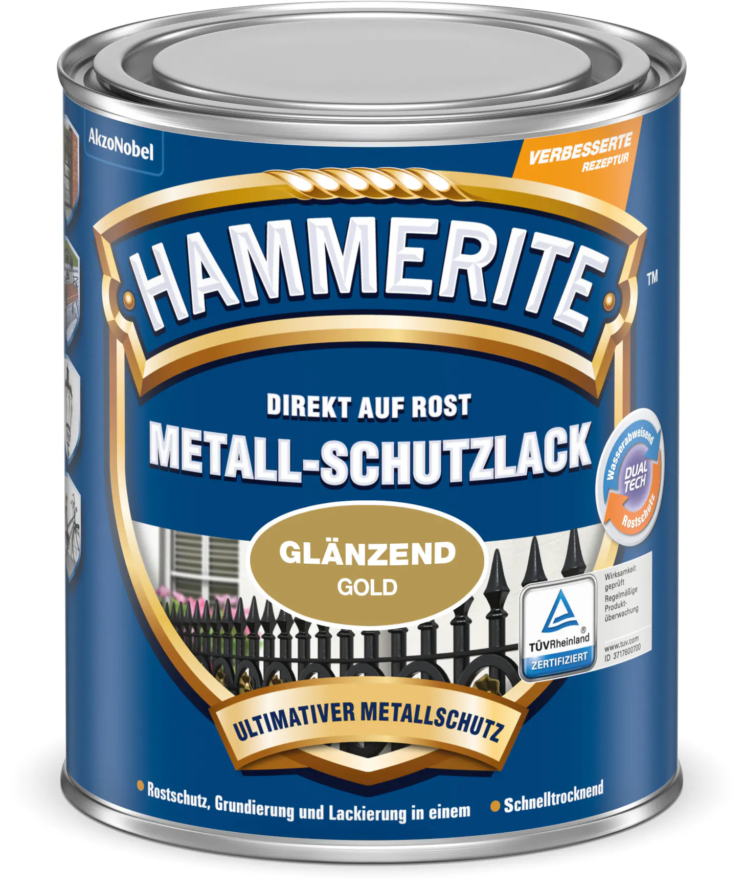 Hammerite Metall-Schutzlack Hammerschlag 250 ml gold glänzend