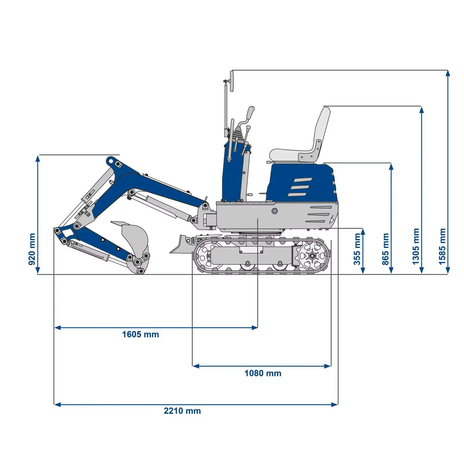 Scheppach Mini-Bagger EXC815 69 cm Spurbreite 8,5 PS
