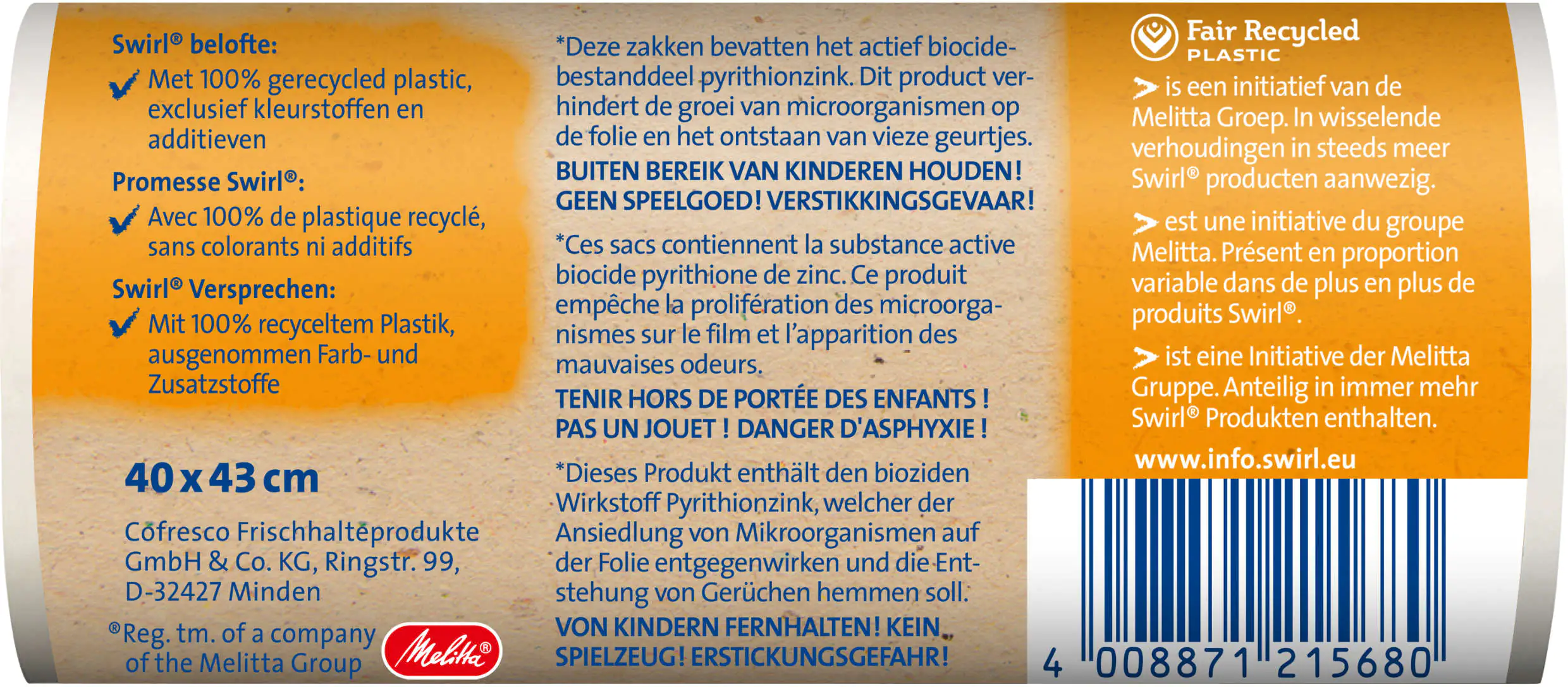 Swirl Müllbeutel mit Tragegriff 10 L 37 Stück