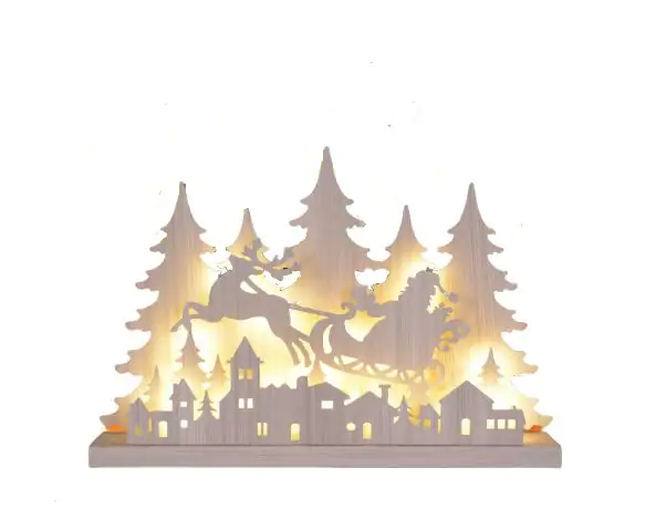 TrendLine LED Holzsilhouette Schlitten 60 x 41 cm warmweiß mit Timer TrendLine LED Holzsilhouette Schlitten 60 x 41 cm warmweiß mit Timer