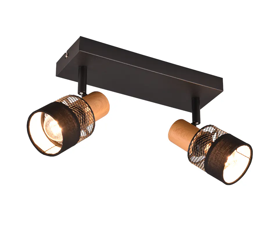 Trio Deckenstrahler 2er Spot Nandini E14 schwarz, Metall, Holz