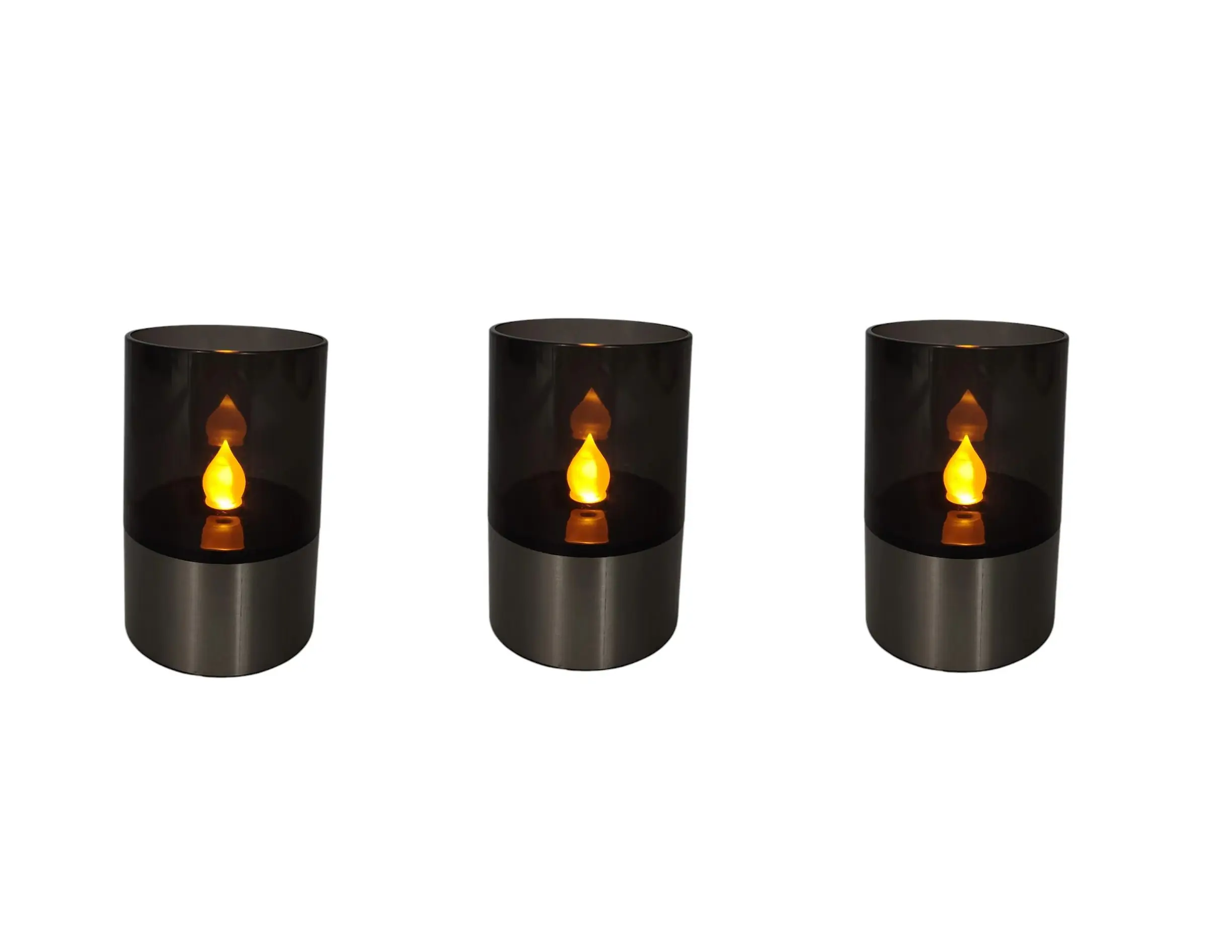 LED Solarleuchte Kerze mit Dämmerungssensor Rauchglas 12 cm - 3er Set LED Solarleuchte Kerze mit Dämmerungssensor Rauchglas 12 cm - 3er Set