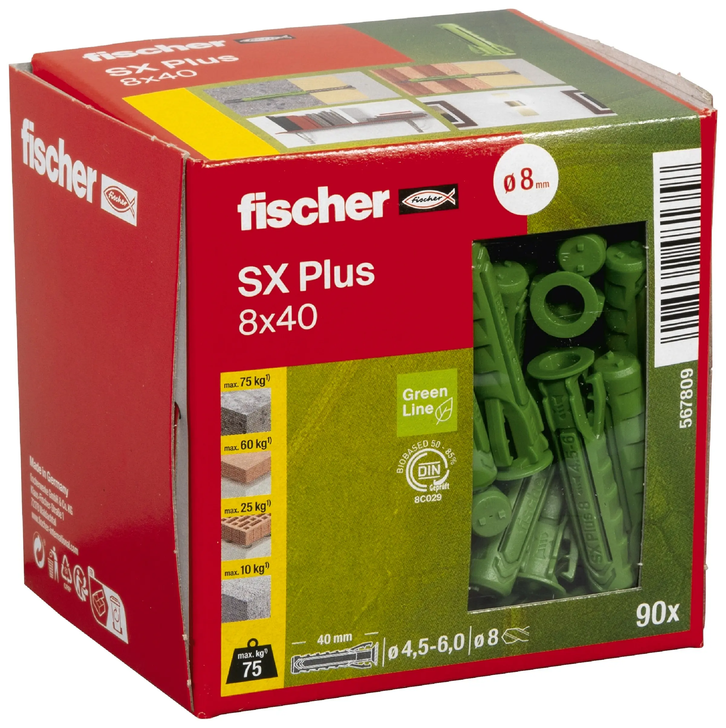 Fischer Spreizdübel SX Plus Green 8.0 x 40 mm - 90 Stück Fischer Spreizdübel SX Plus Green 8.0 x 40 mm - 90 Stück
