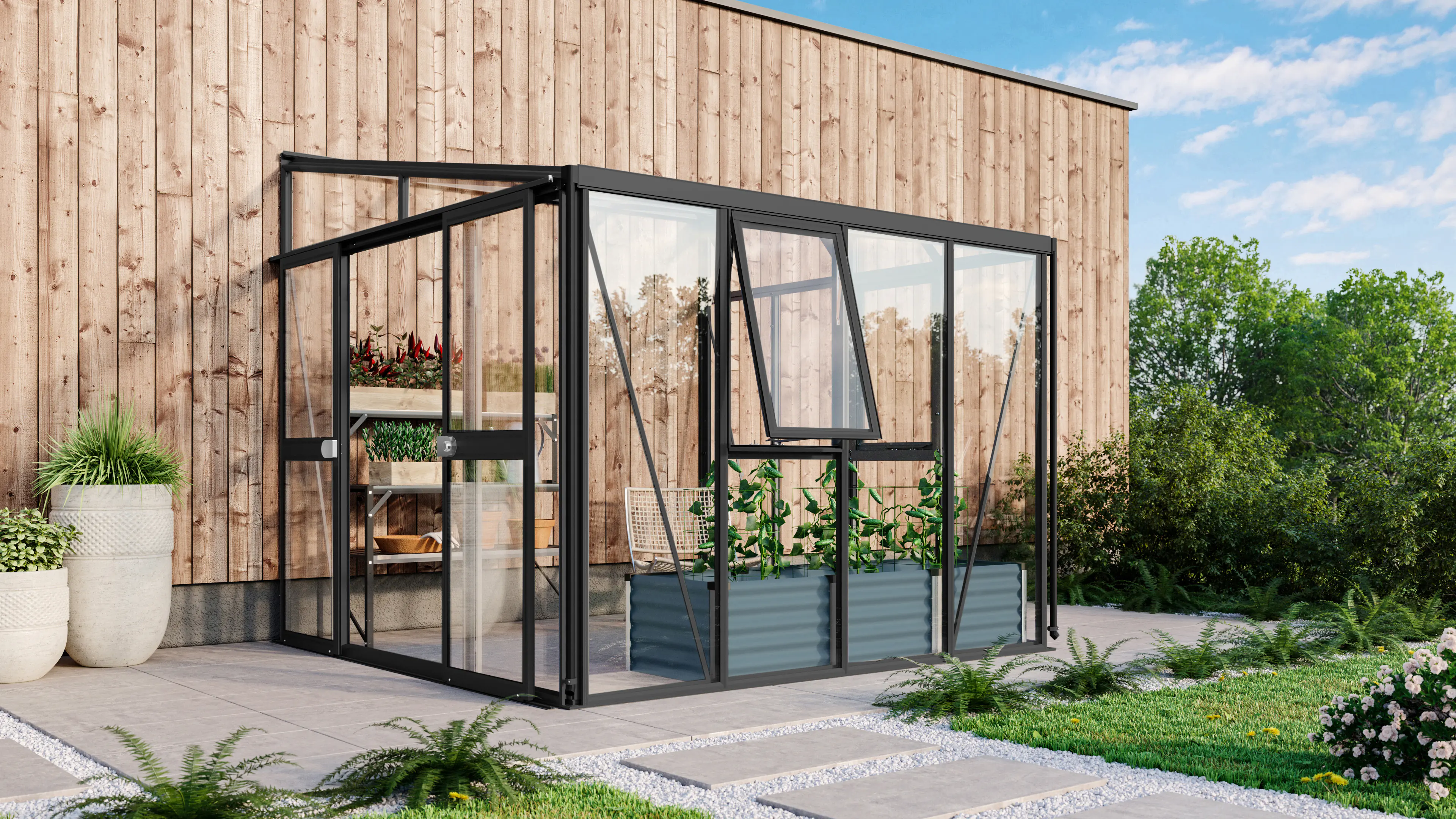 Vitavia Anlehngewächshaus Helena 7000 268 x 281 cm 3 mm ESG