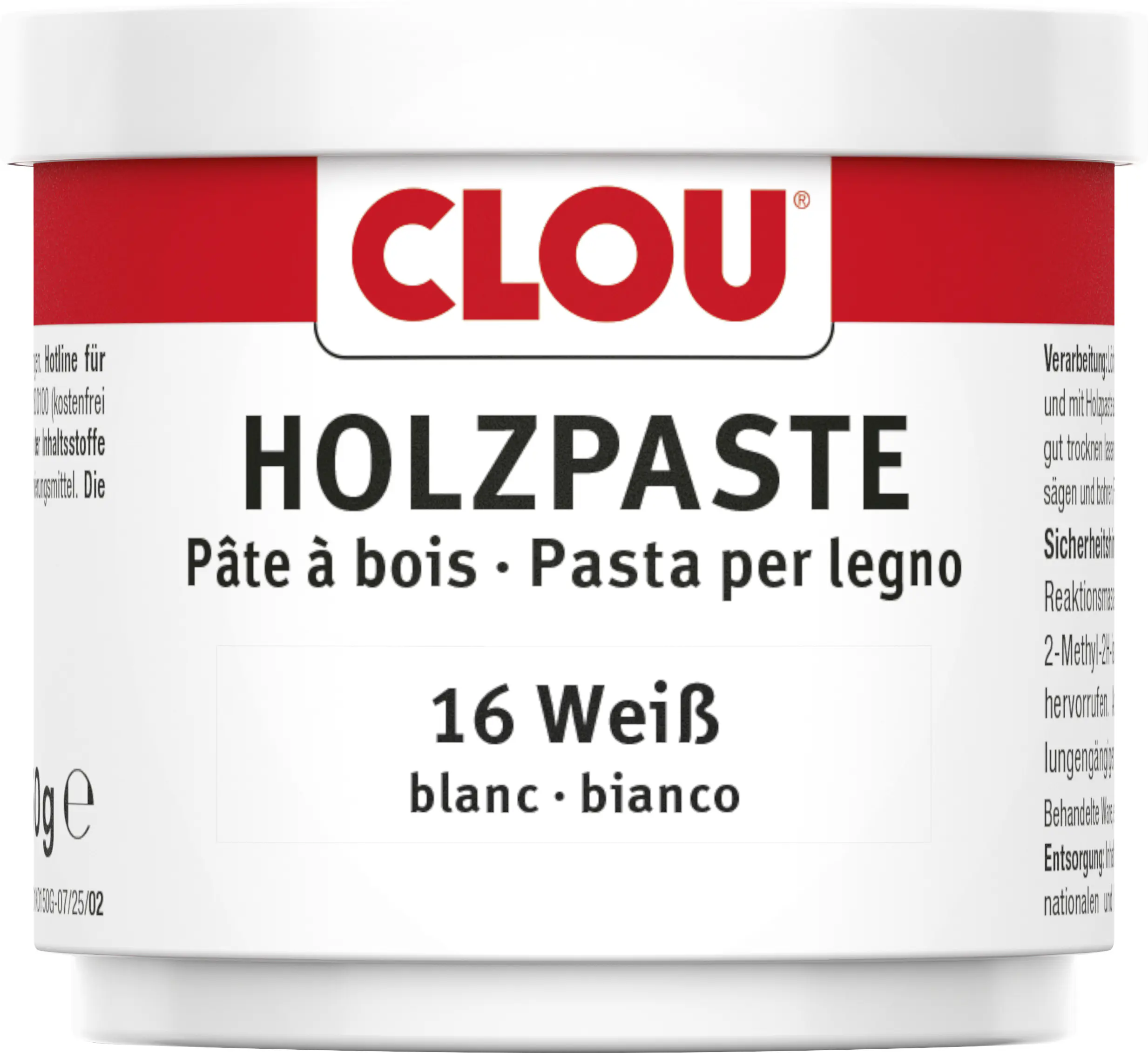 Clou Holzpaste 150 g weiß