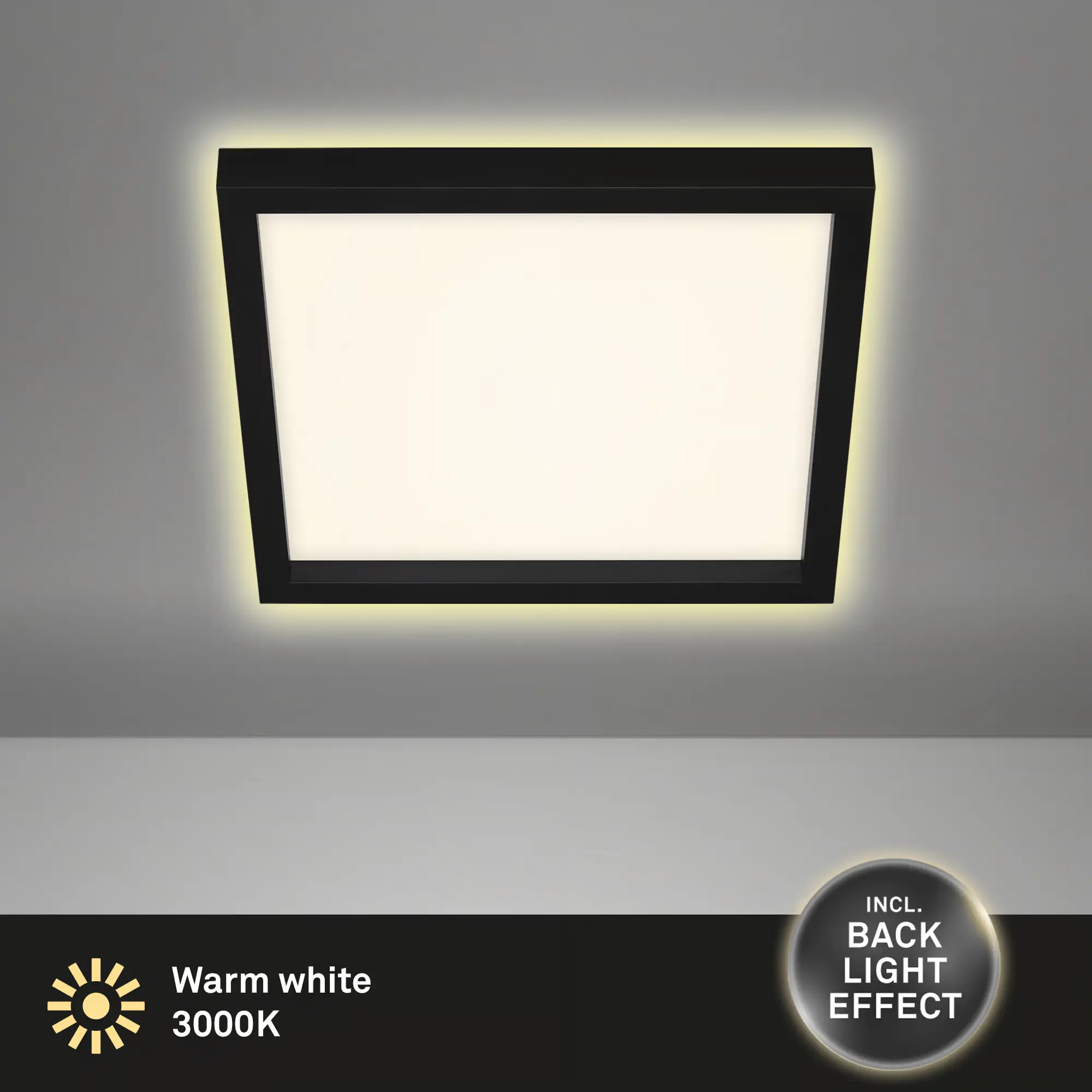 Briloner LED Panel Cadre schwarz 42,2 x 42,2 cm warmweiß, Backlight-Effekt