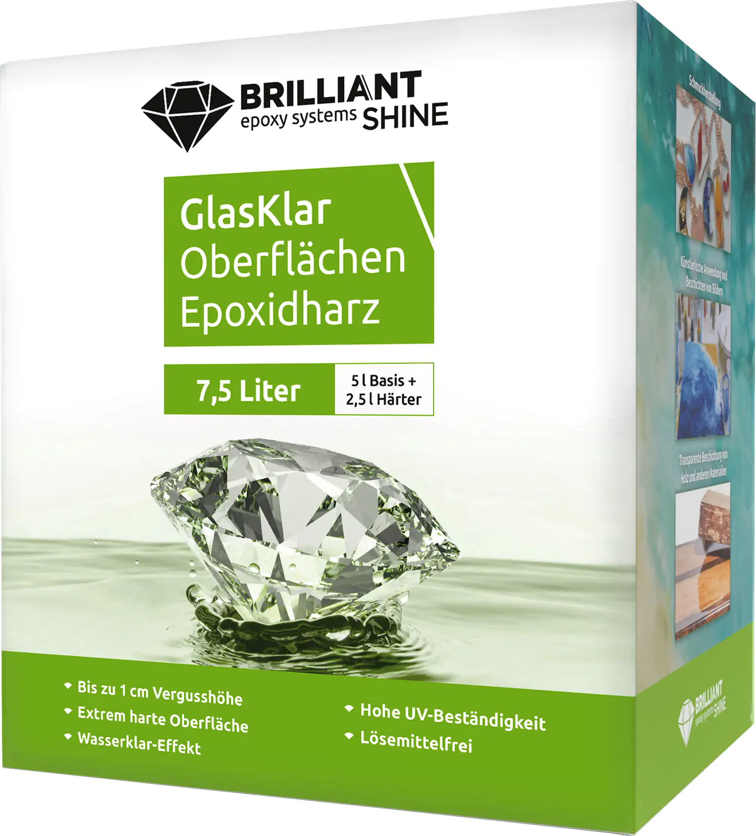 Brilliant Shine Oberflächen Epoxidharz Glasklar Epoxid A+B, 7,5L Brilliant Shine Oberflächen Epoxidharz Glasklar Epoxid A+B, 7,5L