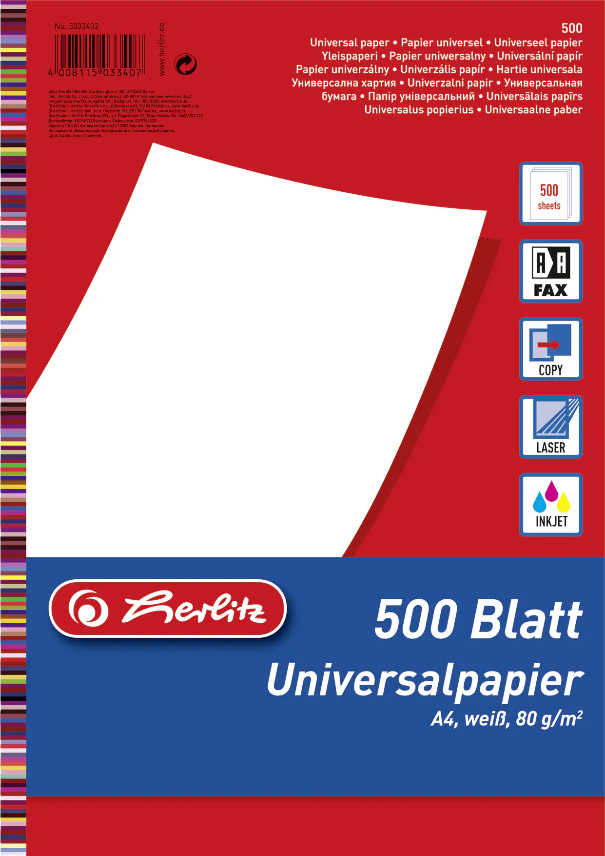 herlitz Universalpapier A4 weiß, 500 Blatt, holzfreies Papier, 80 /qm herlitz Universalpapier A4 weiß, 500 Blatt, holzfreies Papier, 80 /qm