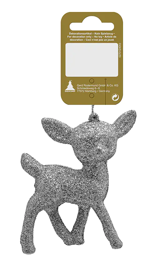 Weihnachtsanhänger Glitter-Bambi silber 9 cm
