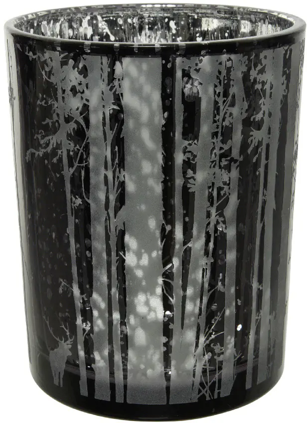 Kaemingk Windlicht aus Glas nachtblau 12 x 18 cm