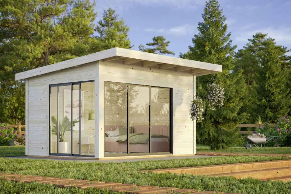 Palmako Gartenhaus Andrea 390 x 300 cm Slide Plus mit Schiebetüren naturbelassen