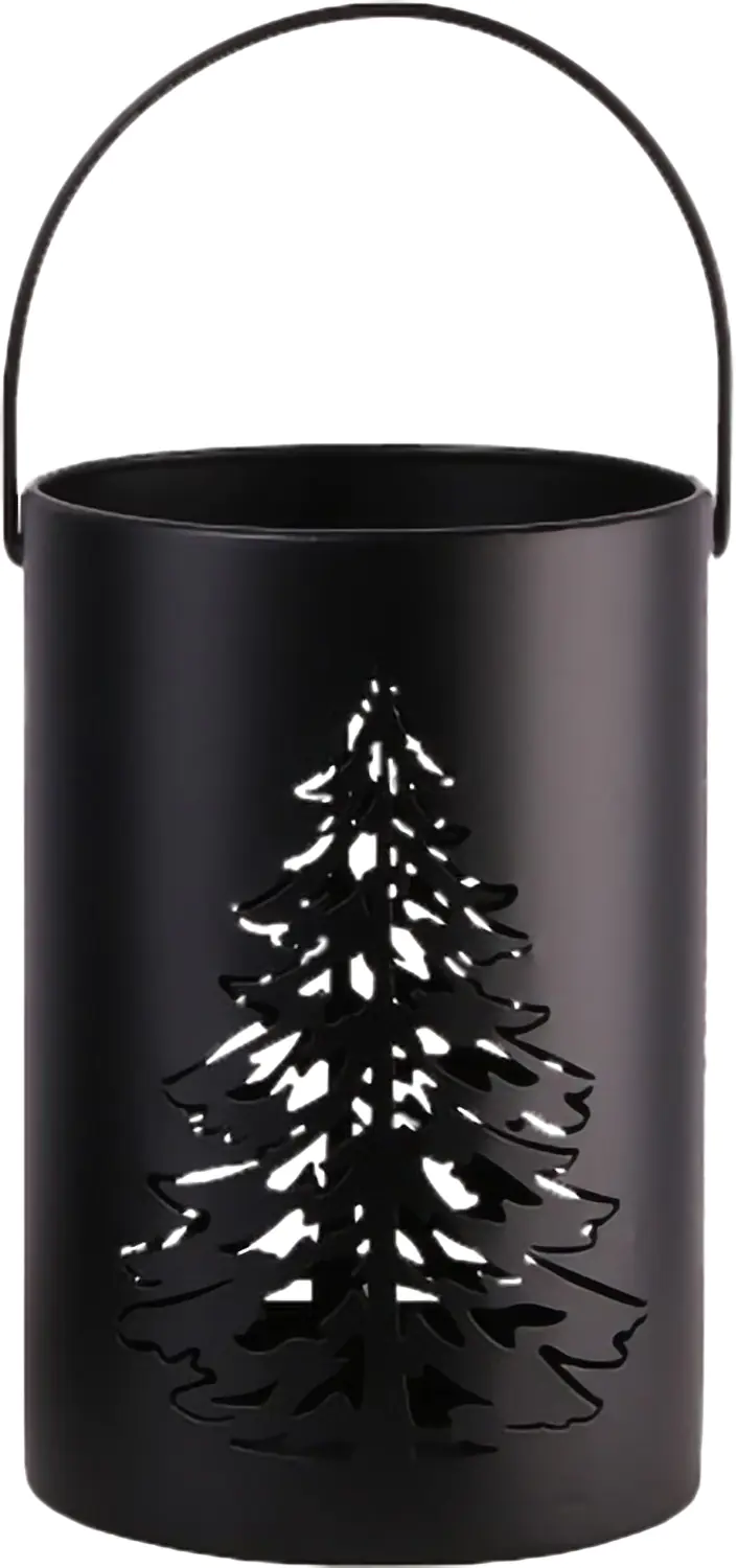 TrendLine Deko Eisen Windlicht Laterne Tannenbaum Ø18,5 x 12 cm schwarz