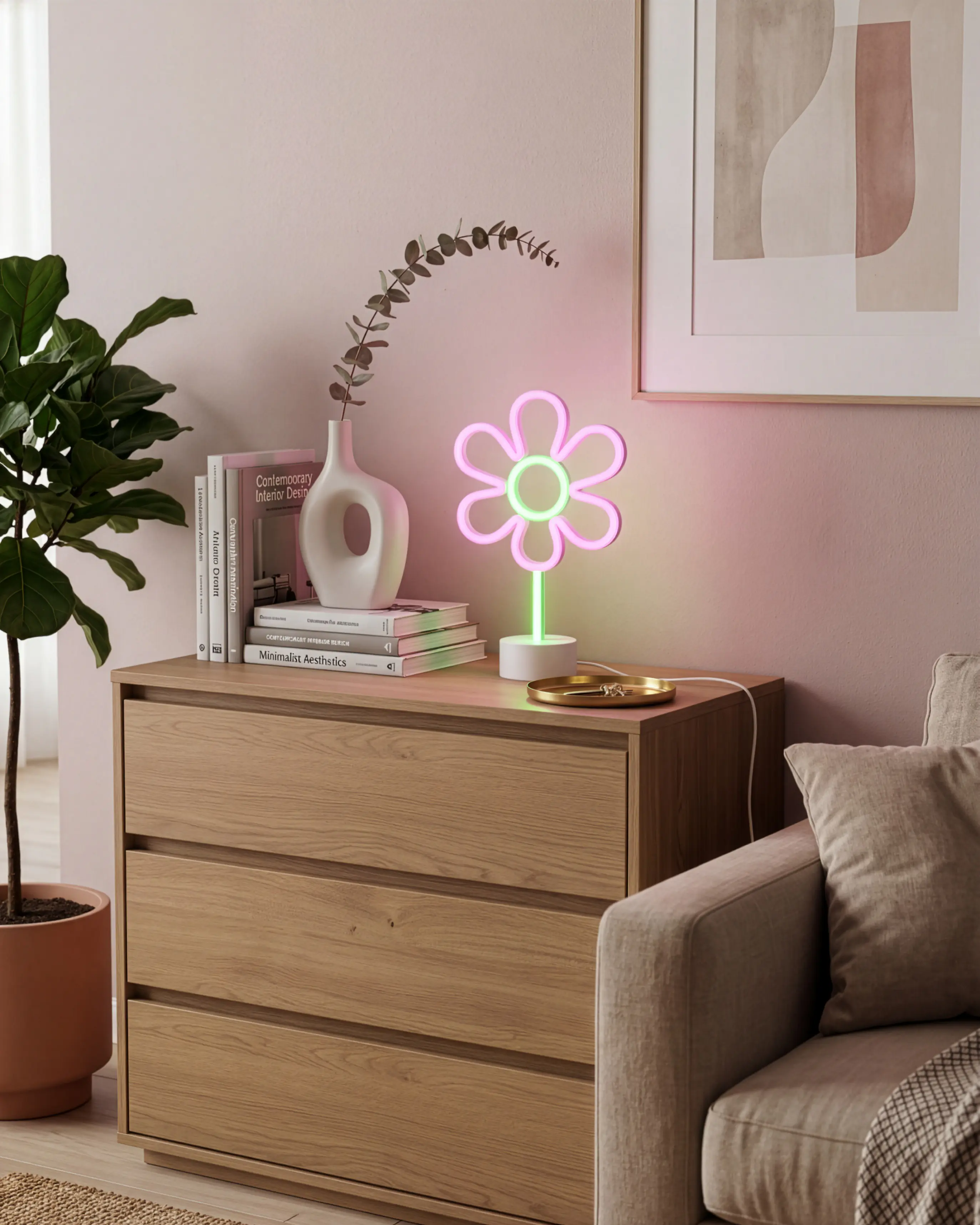 Reality LED-Tischleuchte Rose Fun 21 x 31 cm bunt weiß