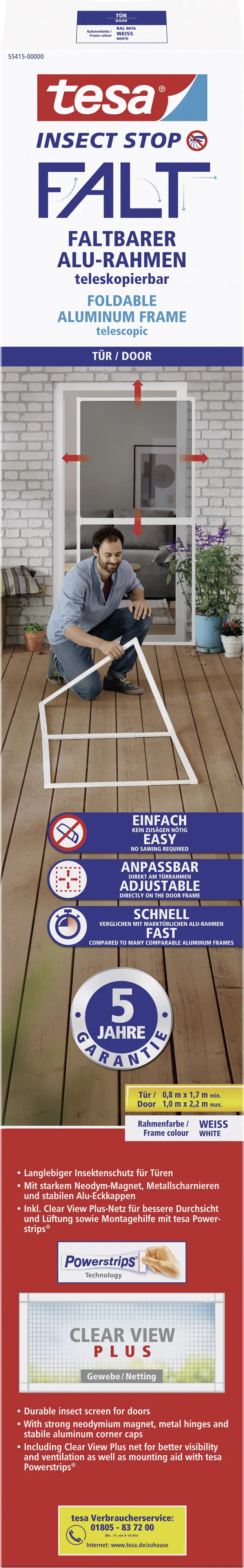 tesa Fliegenschutz-Tür FALT 100 x 220 cm anthrazit/weiß kürzbar