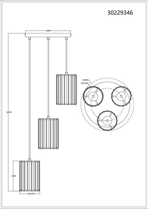 Globo Hängeleuchte Run 3 35 x 120 cm (Ø x H) holzoptik