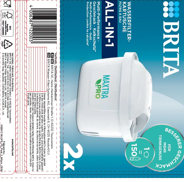 Brita Wasserfilterkartusche MAXTRA PRO All-IN-1, 2er-Pack Brita Wasserfilterkartusche MAXTRA PRO All-IN-1, 2er-Pack