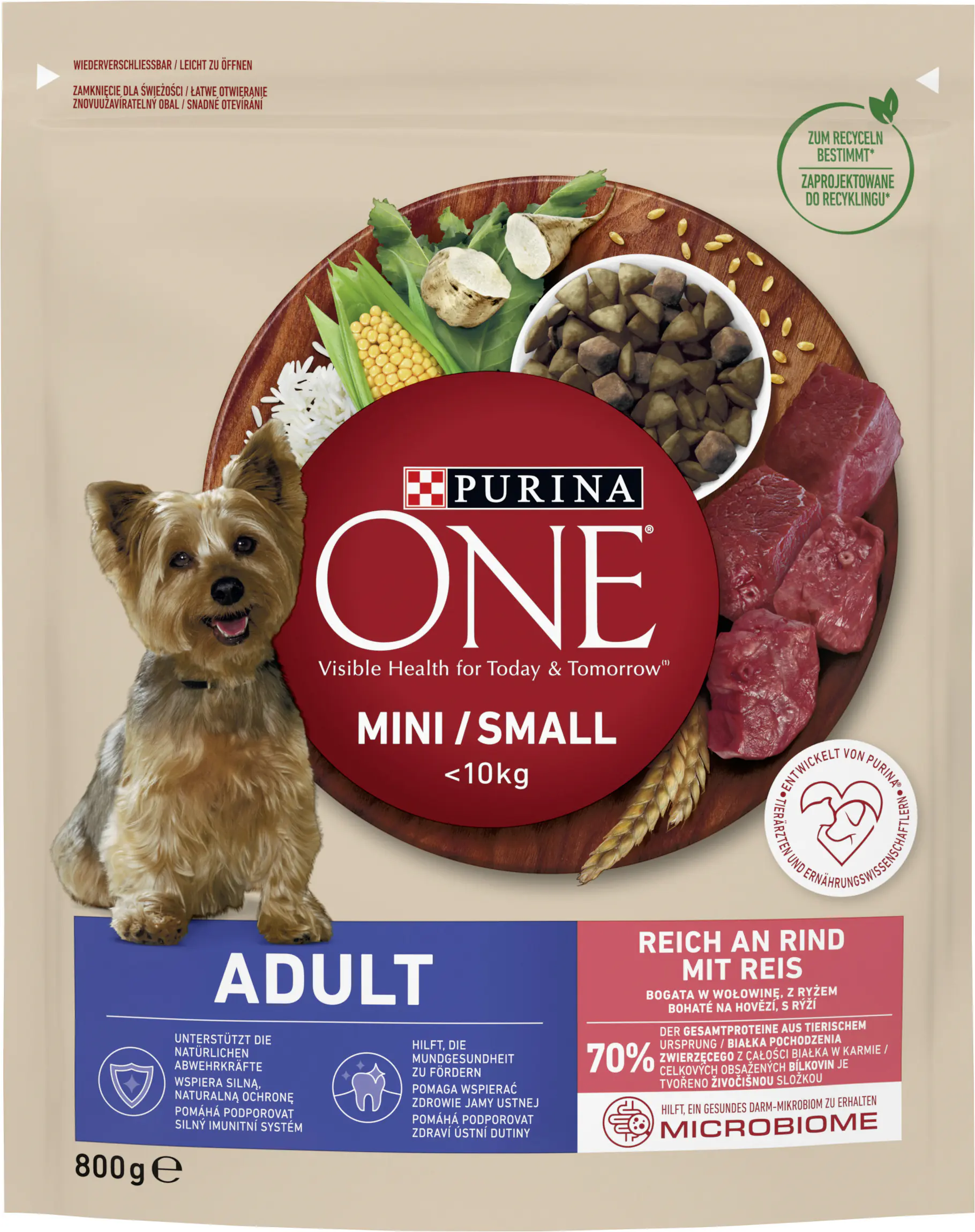 PURINA ONE MINI Adult Rind Trocken 800 g
