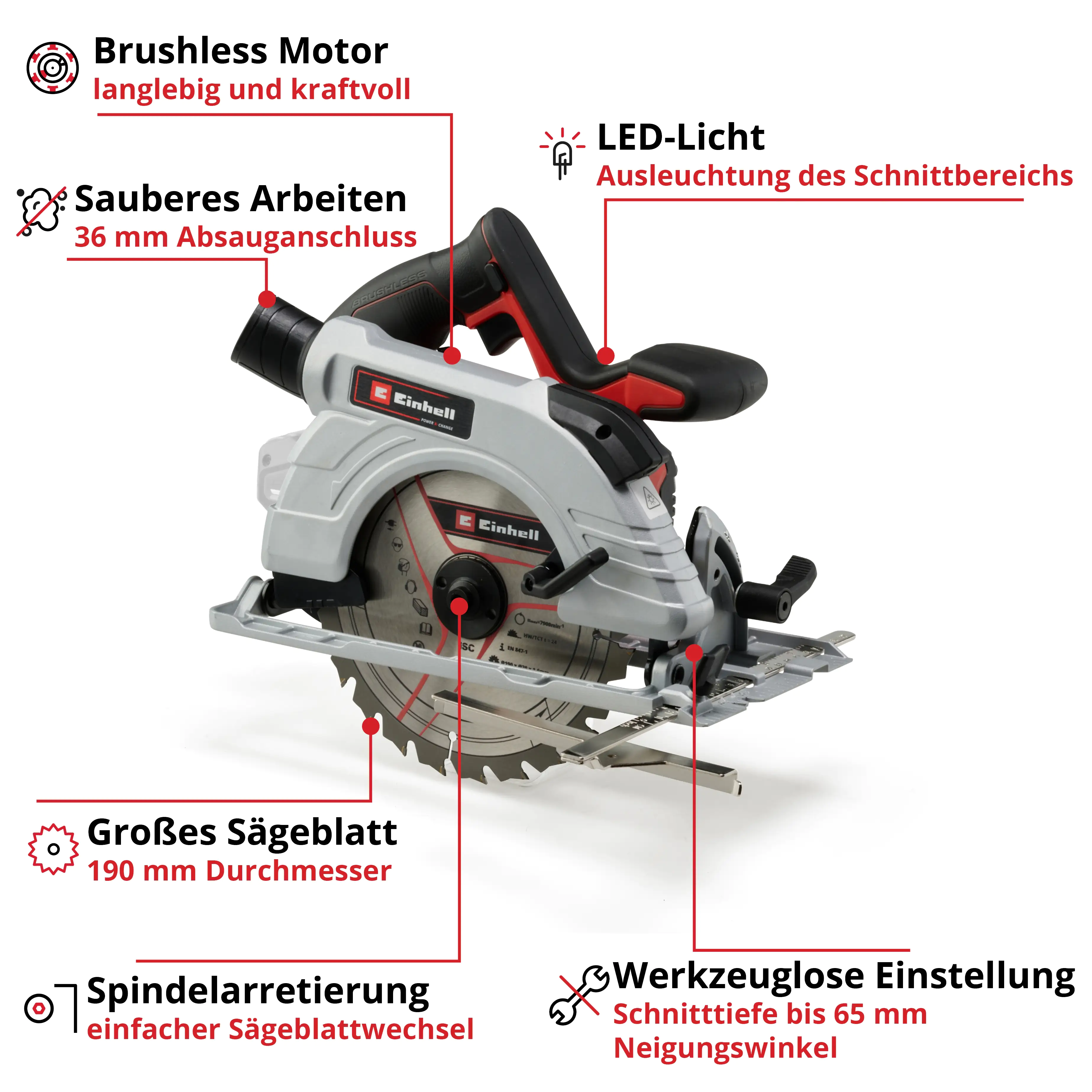 Einhell Akku-Handkreissäge TP-CS 18/190 Li BL Solo 18 V Einhell Akku-Handkreissäge TP-CS 18/190 Li BL Solo 18 V