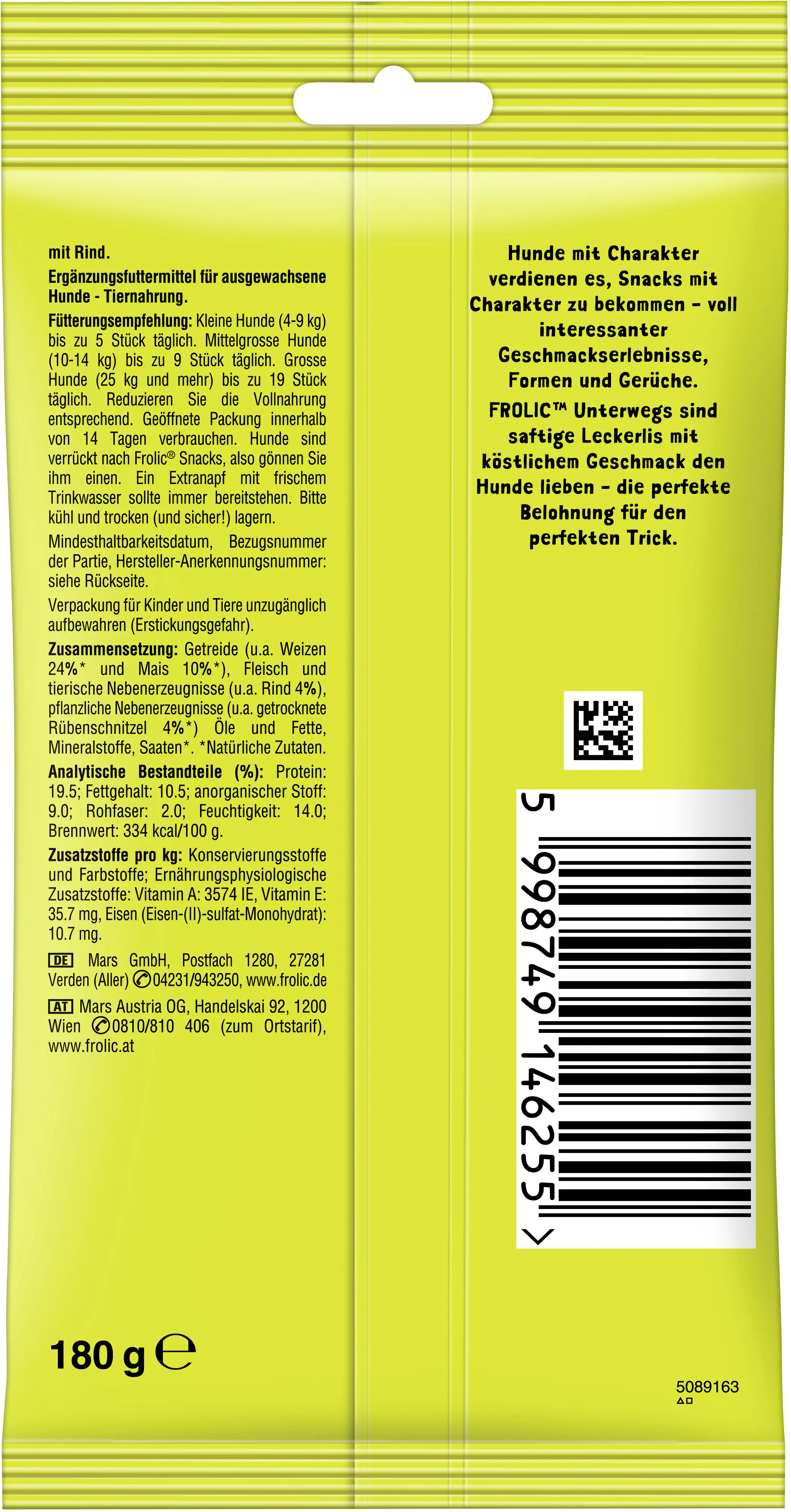 Frolic Unterwegs Hundesnack Adult 180 g Rind