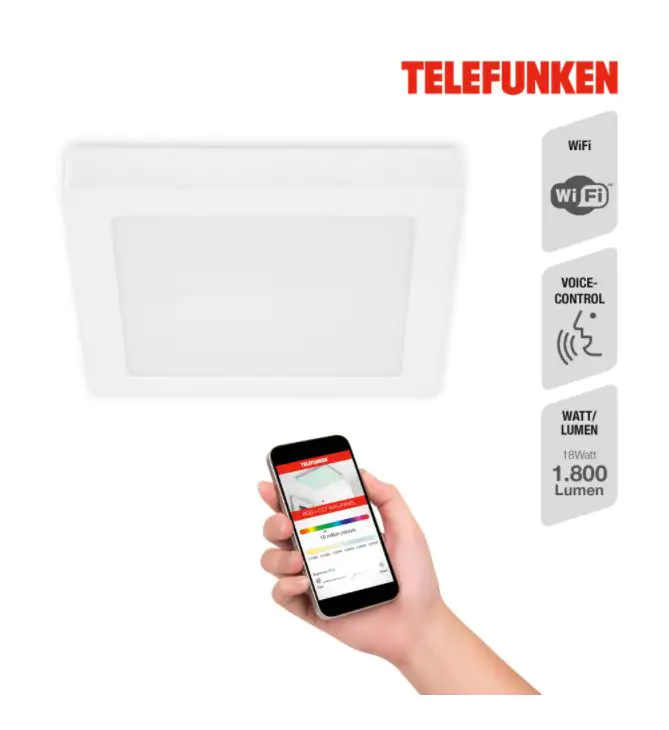 Telefunken LED Aufbauleuchte Direkt Smart WiFi weiß