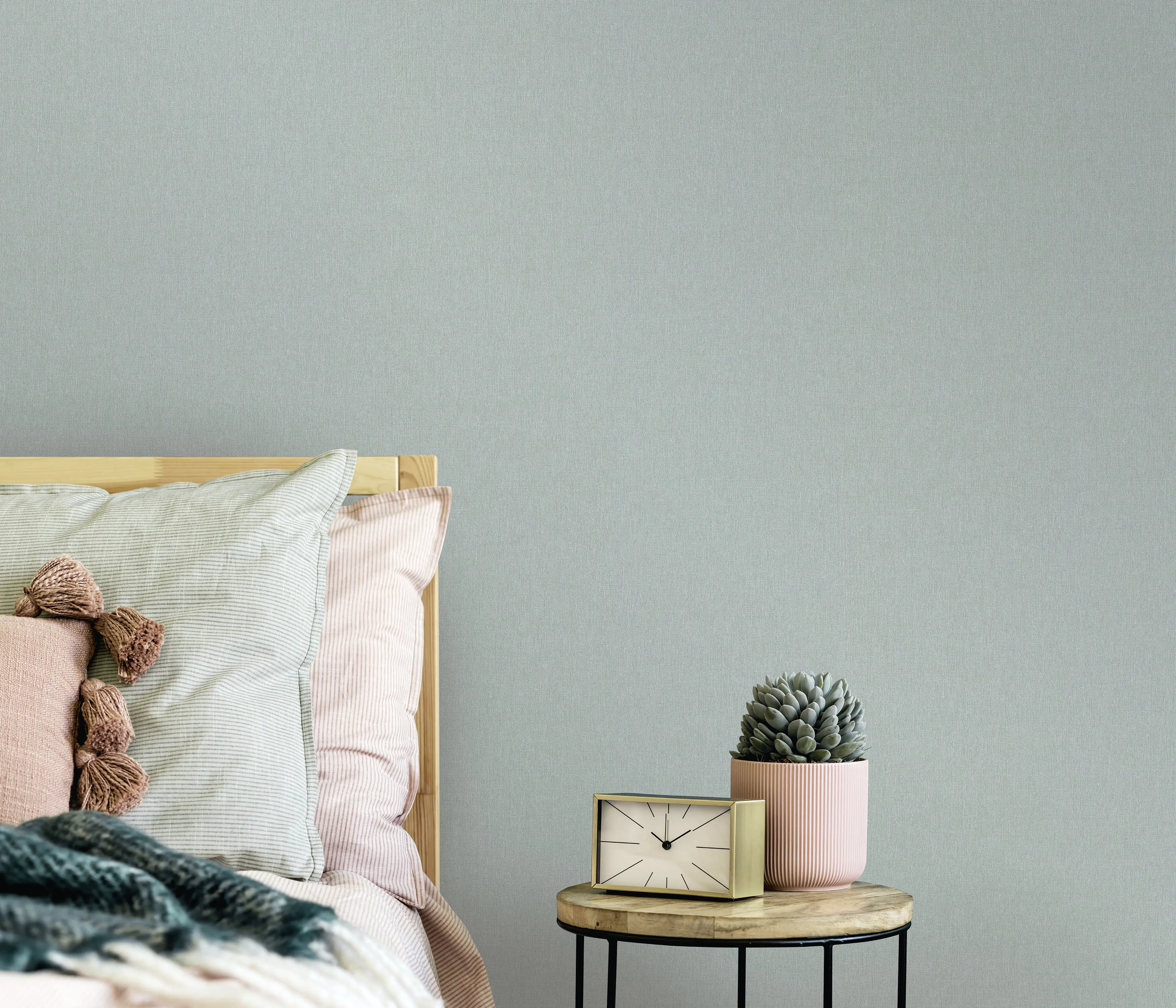 Rasch Rauhfaser-Vliestapete Martinique Uni Petrol hellgrün 10,05 x 0,53 m