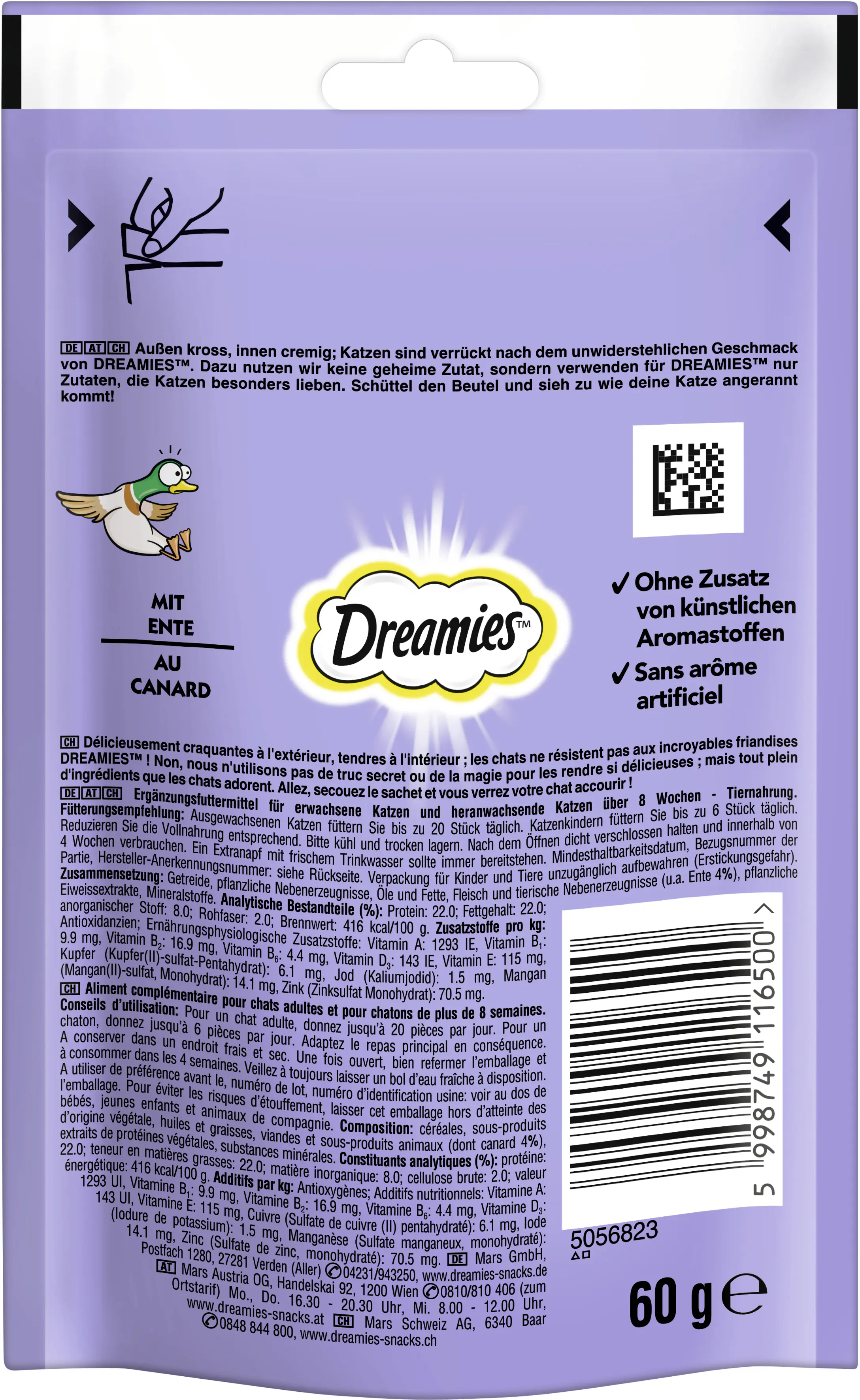 Dreamies Katzensnack Ente 60 g
