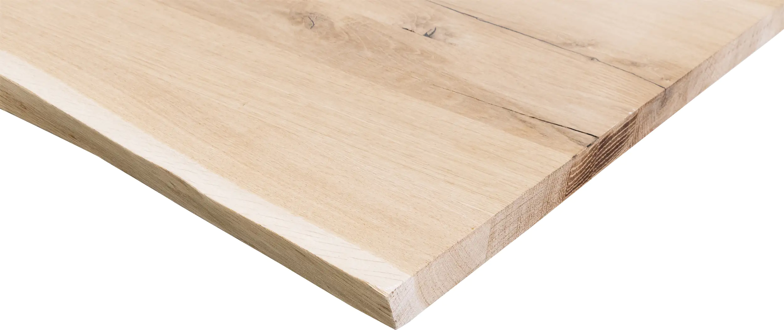Tischplatte "Live Edge" Eiche massiv mit Waldkante 200 x 90 cm 38 mm