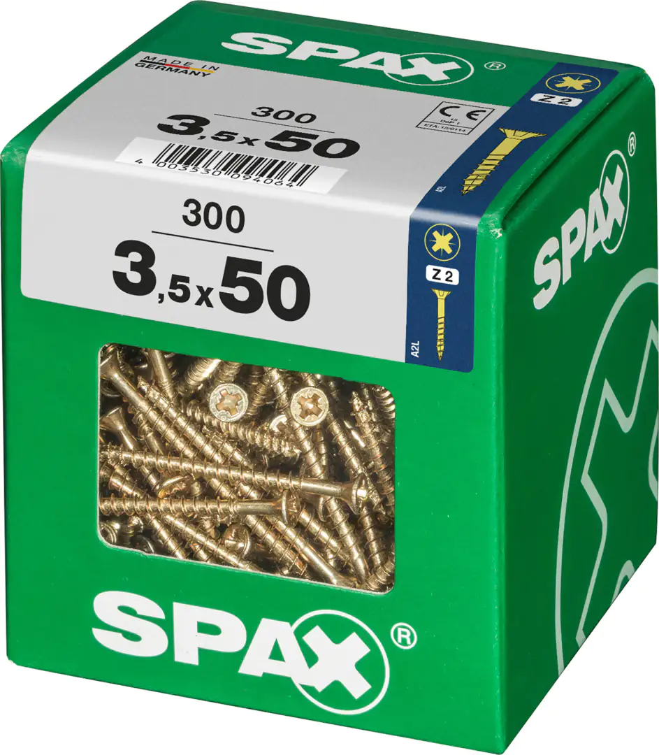 Spax Universalschrauben 3.5 x 50 mm PZ 2 - 300 Stk. Spax Universalschrauben 3.5 x 50 mm PZ 2 - 300 Stk.