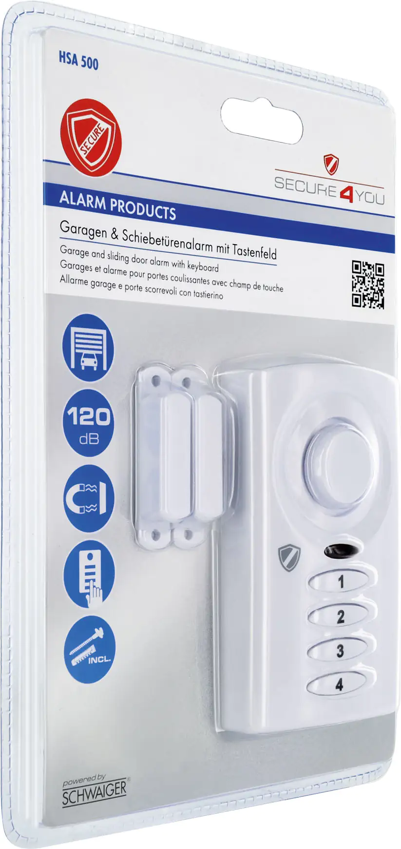 Schwaiger Garagen- und Schiebetürenalarm weiß, mit Tastenfeld