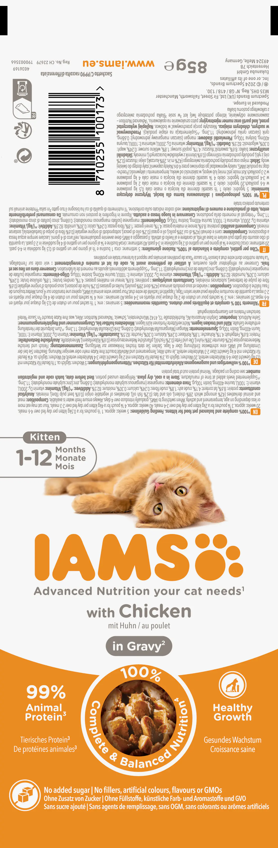 Iams Advanced Nutrition Katzennassfutter Junior 85 g Huhn in Sauce