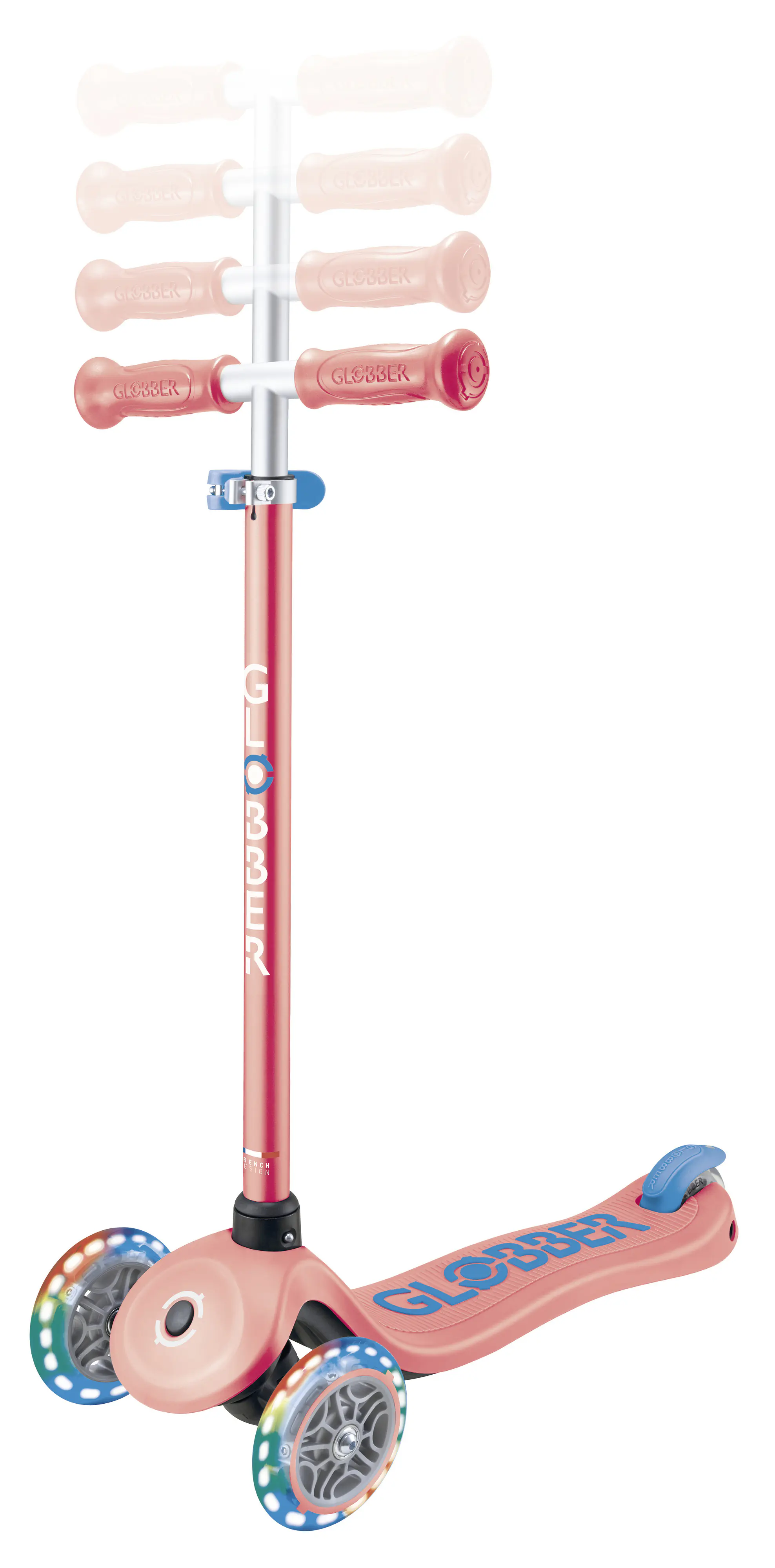 Globber Scooter für Kinder mit Leuchtrollen Primo Plus Lights fuchsia/pink