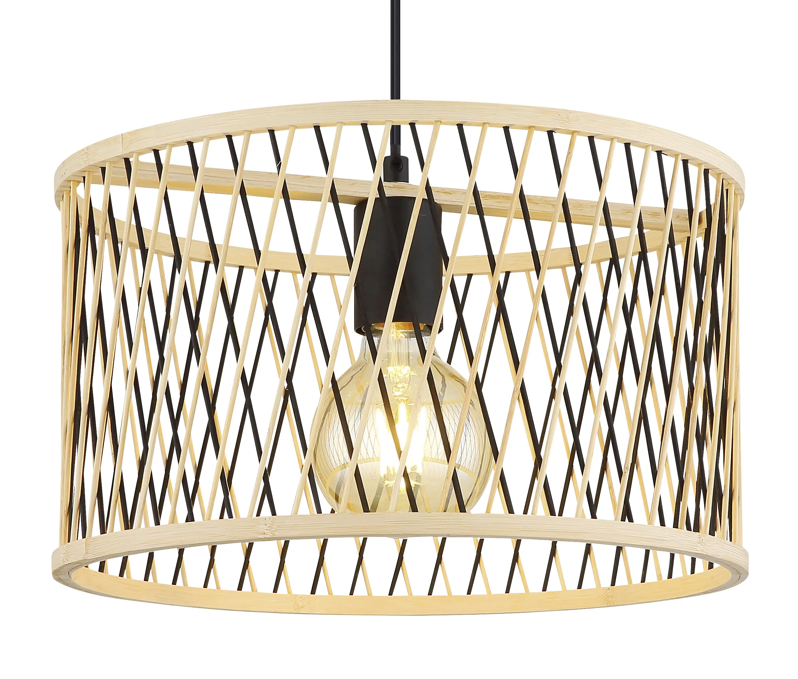 Globo Hängeleuchte Mali 35 x 150 cm (Ø x H) Bambus schwarz matt