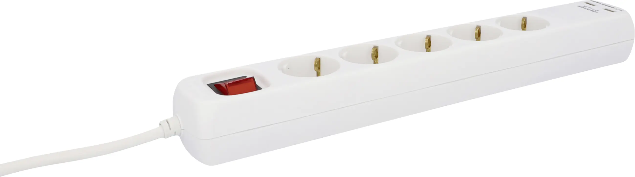 Unitec Steckdosenleiste 5-fach 1,4m mit 2 x USB Anschlüssen, weiß