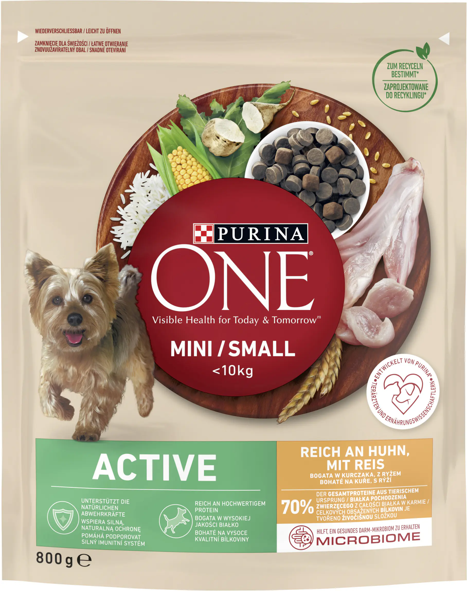 Purina One Hundetrockenfutter Adult Mini 800 g Huhn & Reis