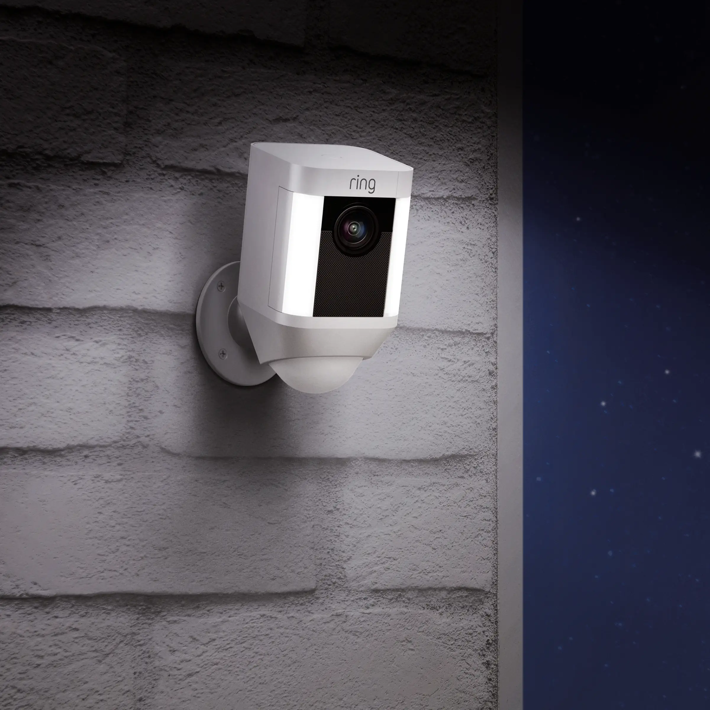 Ring Spotlight Cam Battery weiß Überwachungskamera für aussen, WLAN