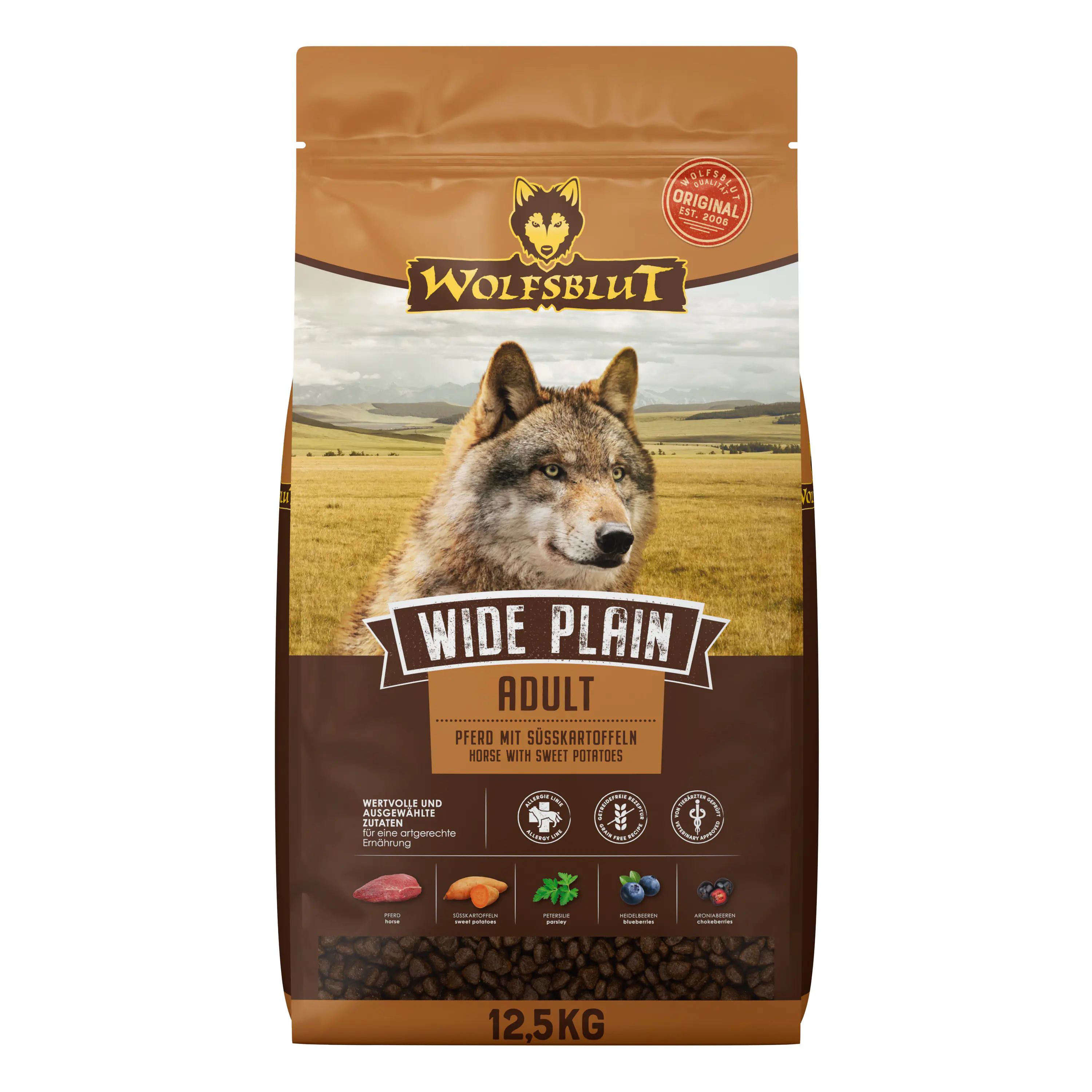 Wolfsblut Wide Plain Hundetrockenfutter Adult getreidefrei 12,5 kg Pferd