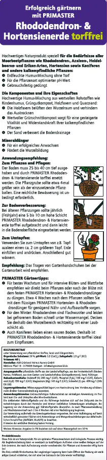 Primaster Hortensien- & Rhododendron Erde torffrei 40 L