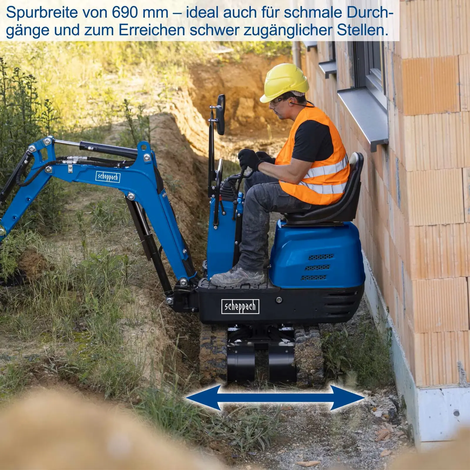 Scheppach Mini-Bagger EXC815 69 cm Spurbreite 8,5 PS