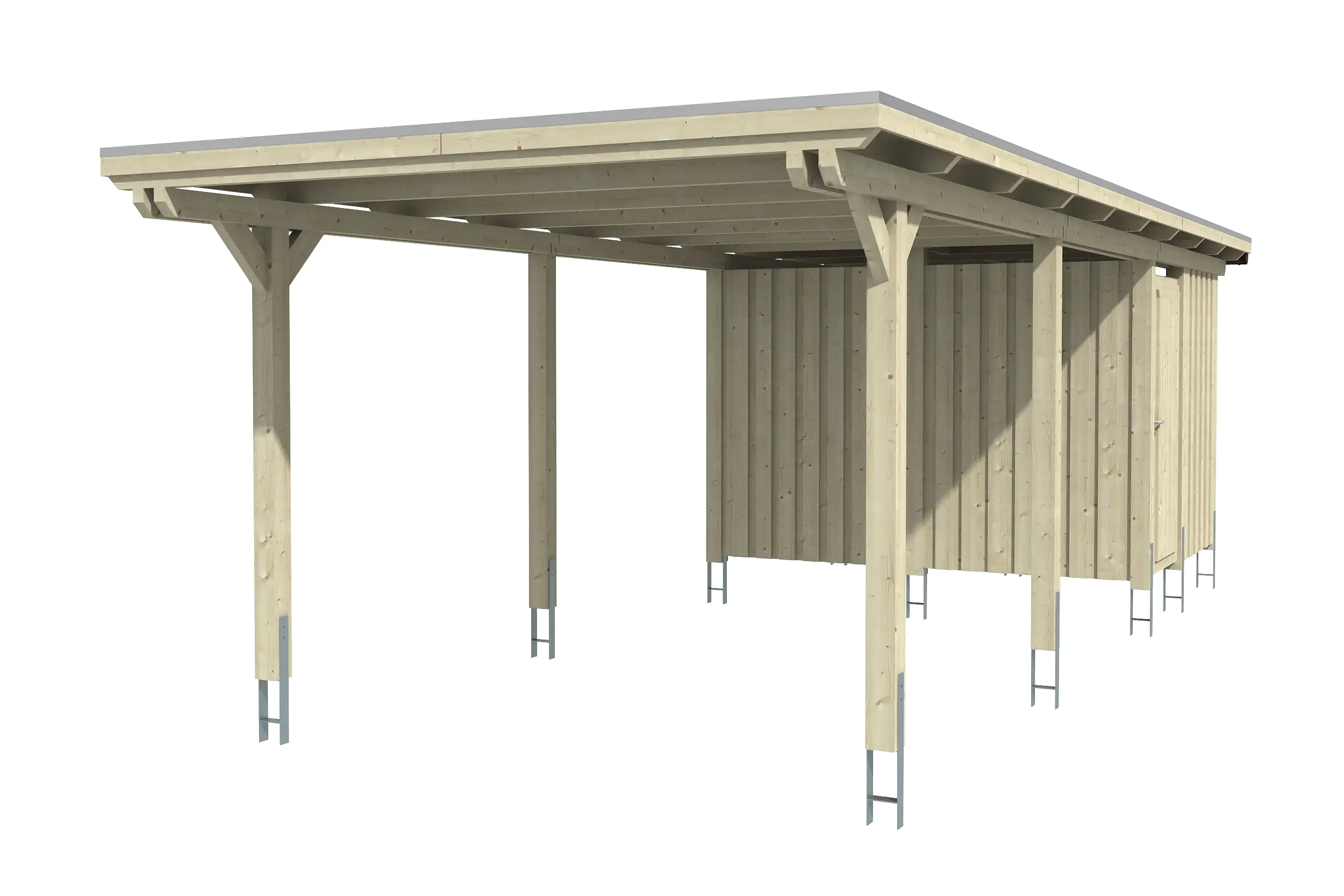 SKAN HOLZ Carport Emsland 354 x 846 cm mit Aluminiumdach mit Abstellraum
