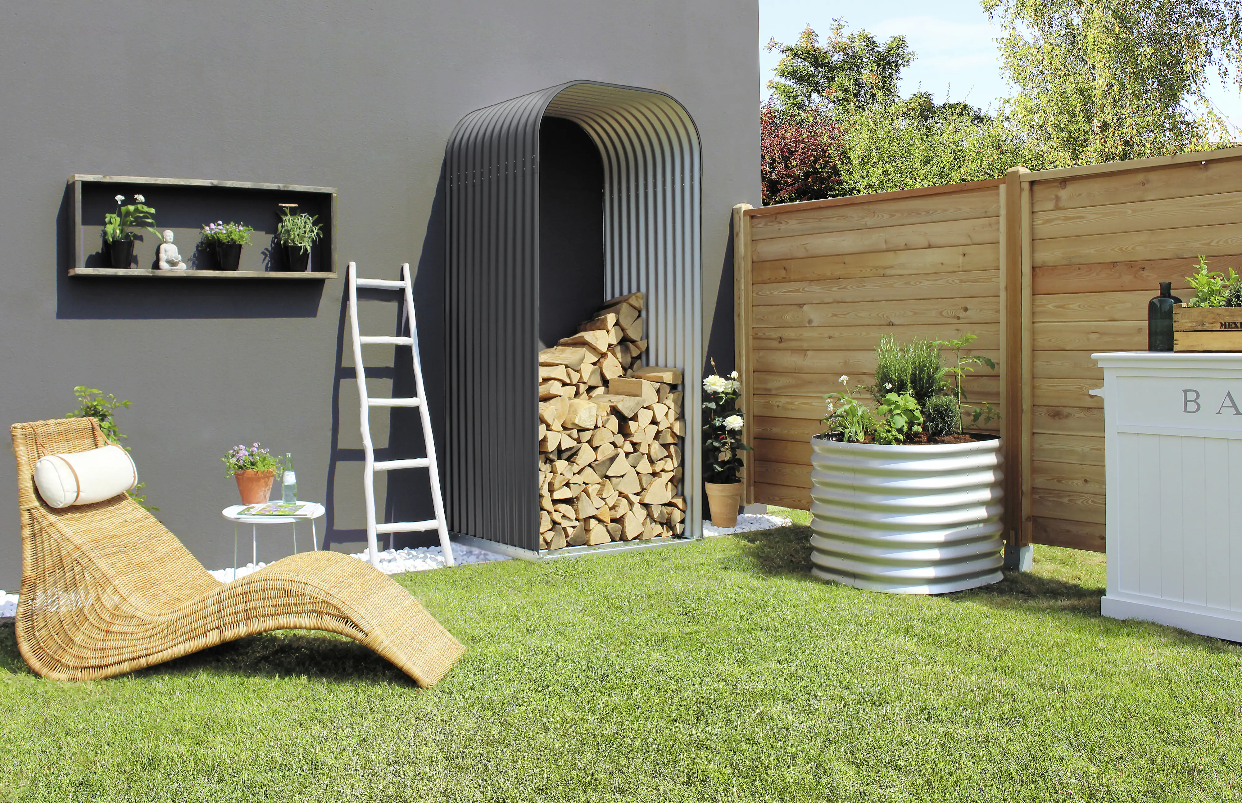 Vitavia Kaminholzregal Lignum 99 x 86 x 223 cm blank granit Hochformat