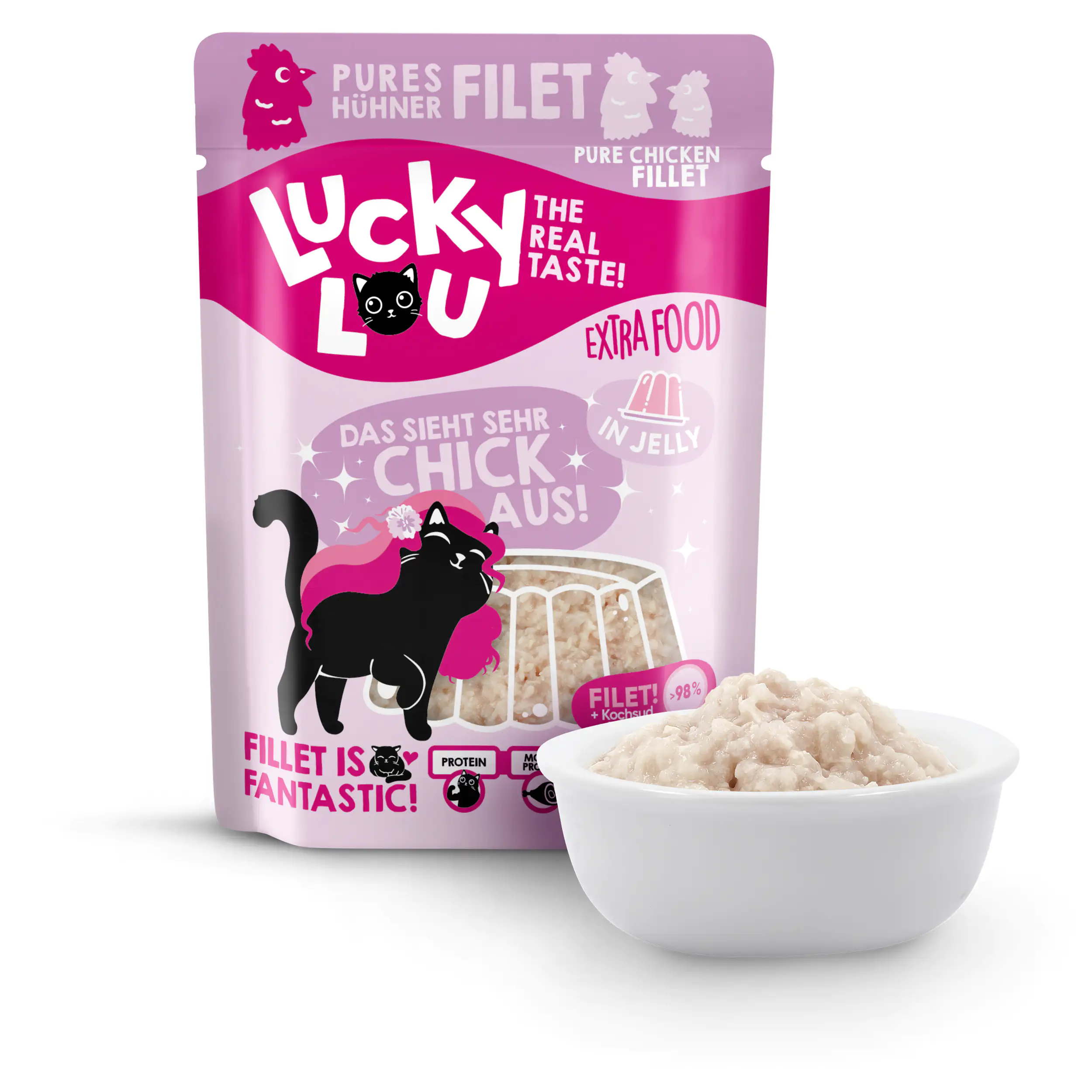 Lucky Lou Extrafood Thunfischfilet mit Lachs in Gelee 70 g Lucky Lou Extrafood Thunfischfilet mit Lachs in Gelee 70 g