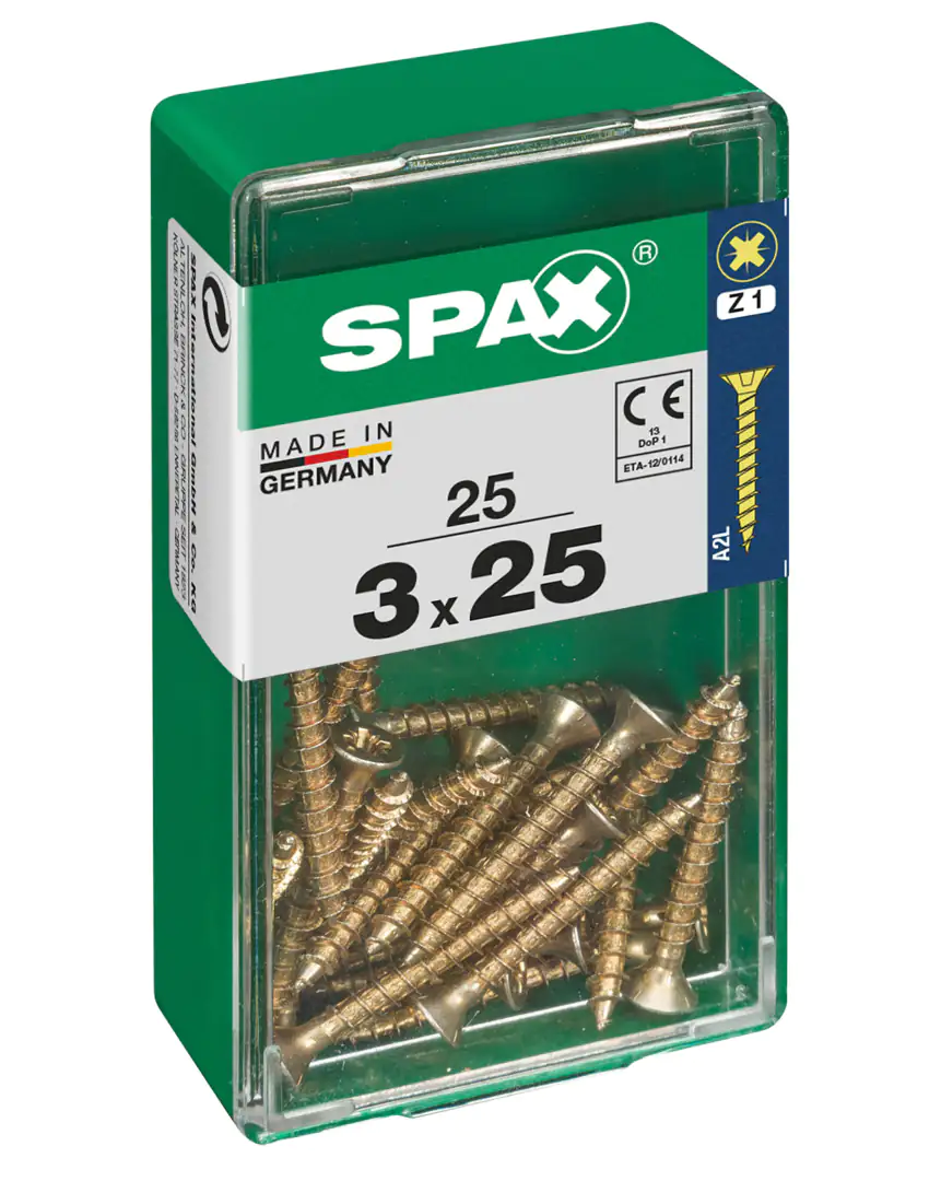 Spax Universalschrauben 3.0 x 25 mm PZ 1 - 25 Stk. Spax Universalschrauben 3.0 x 25 mm PZ 1 - 25 Stk.