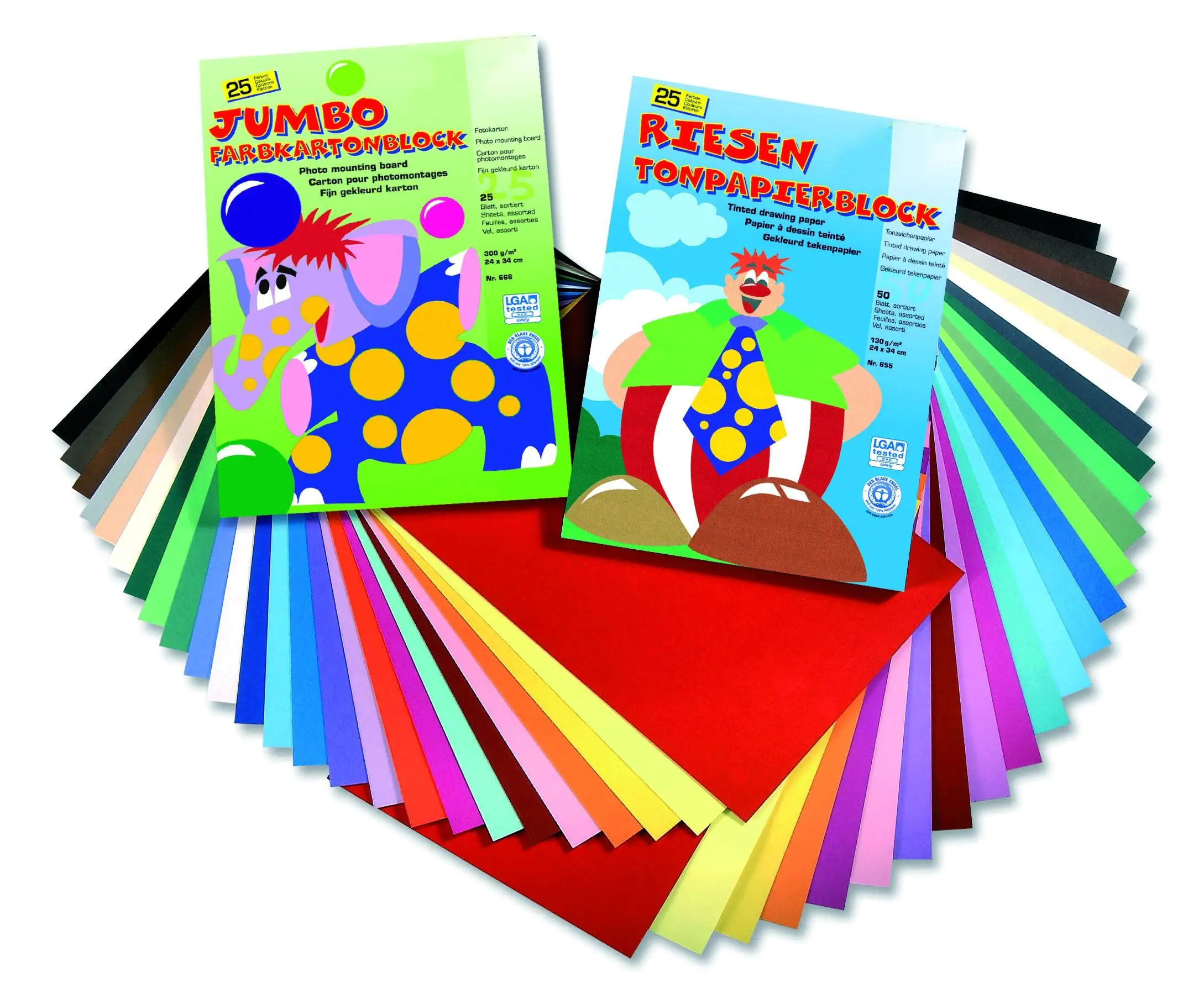 4001868006551 Glorex Tonzeichenpapierblock 130g/m² sortiert 24 x 34 cm 50 Blatt