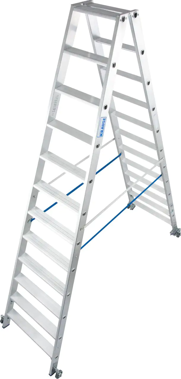 4009199124883 Krause Aluminium-Doppelleiter STABILO fahrbar 4,35 m