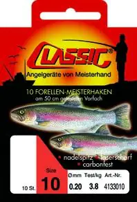 Classic Forellenhaken Größe 10 gebunden blau 10 Stück