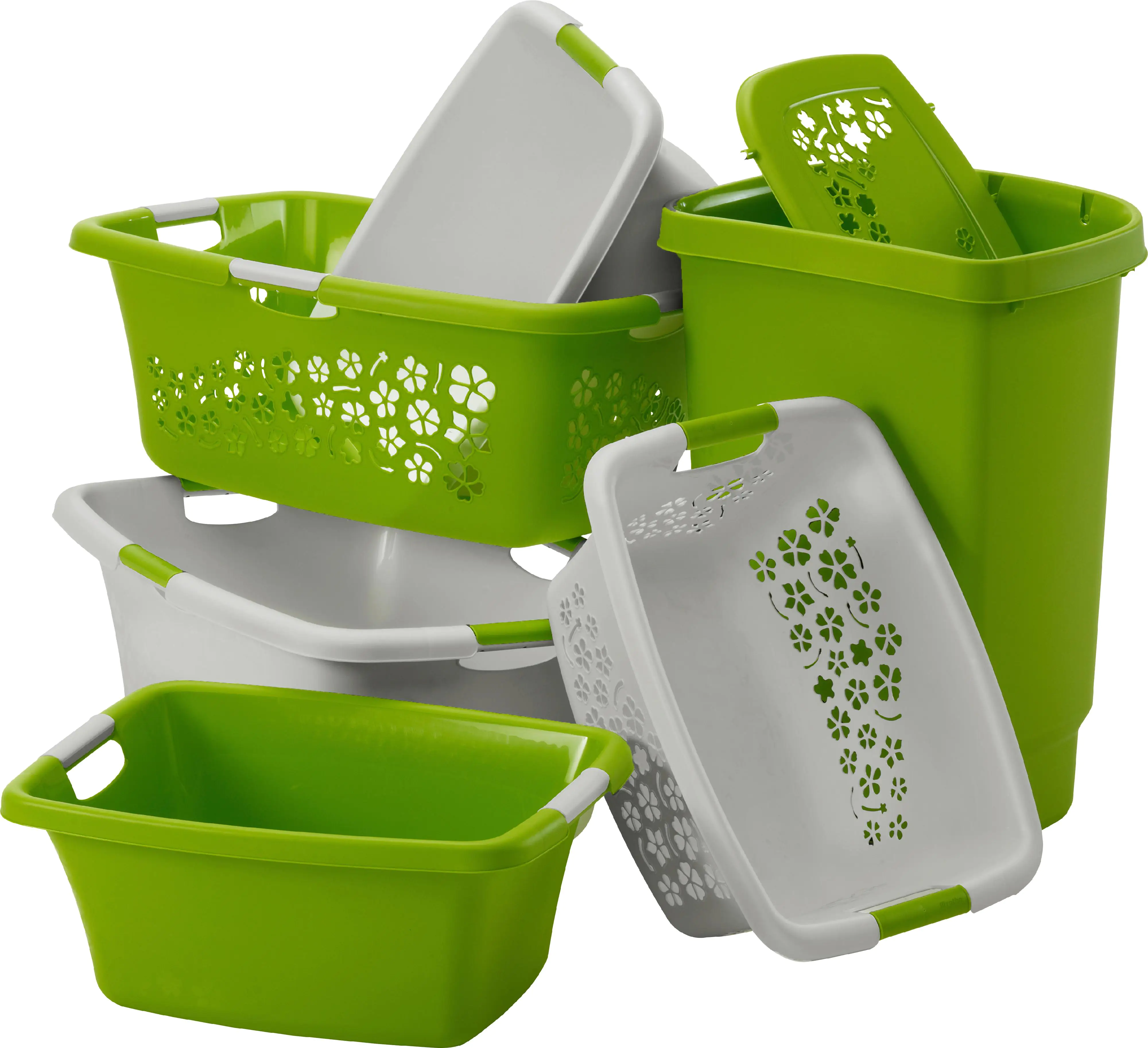 Rotho Wäschewanne Flowers 12 L kühles grau