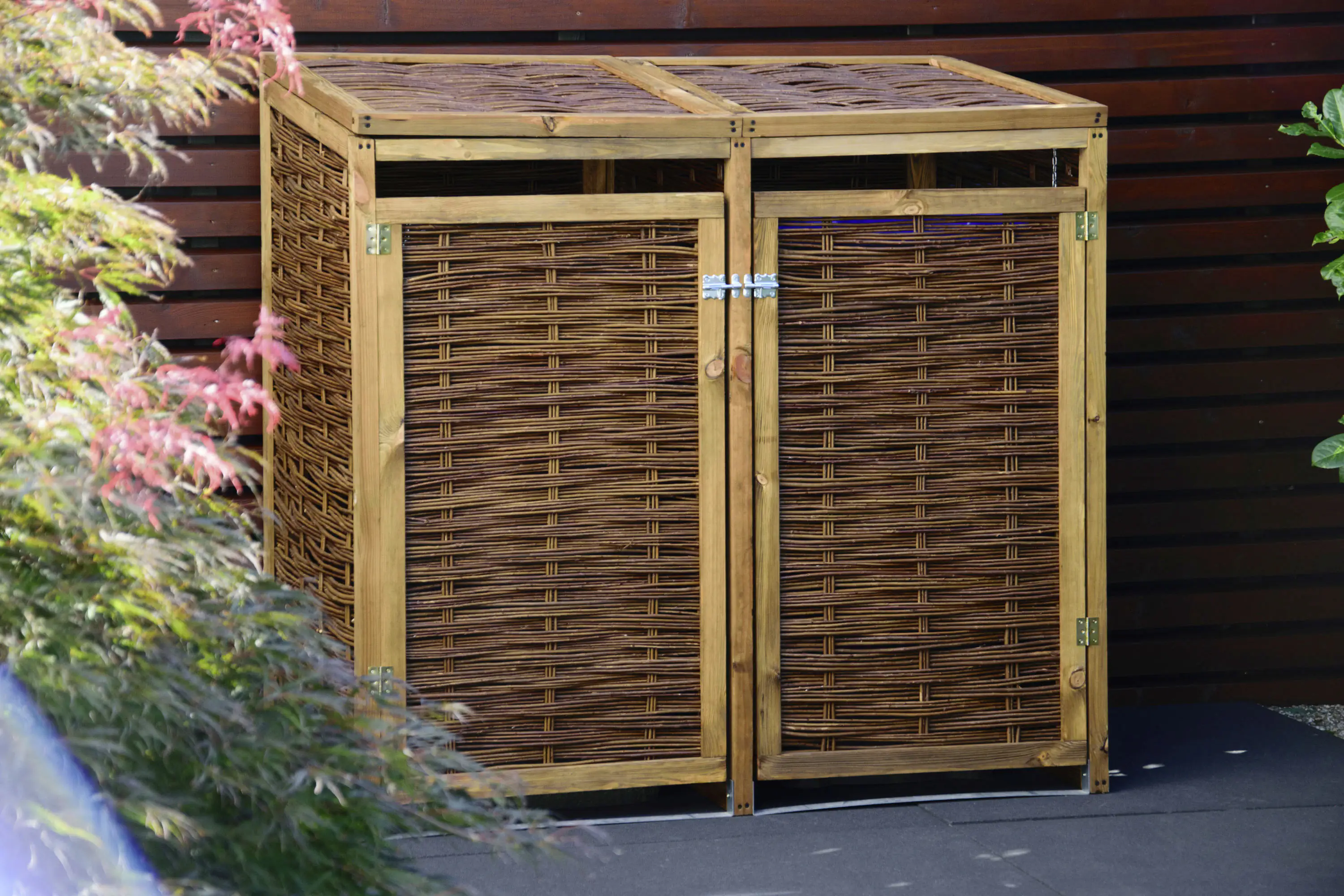 Dobar Mülltonnenbox Weide ungeschält 137 x 83 x 132cm