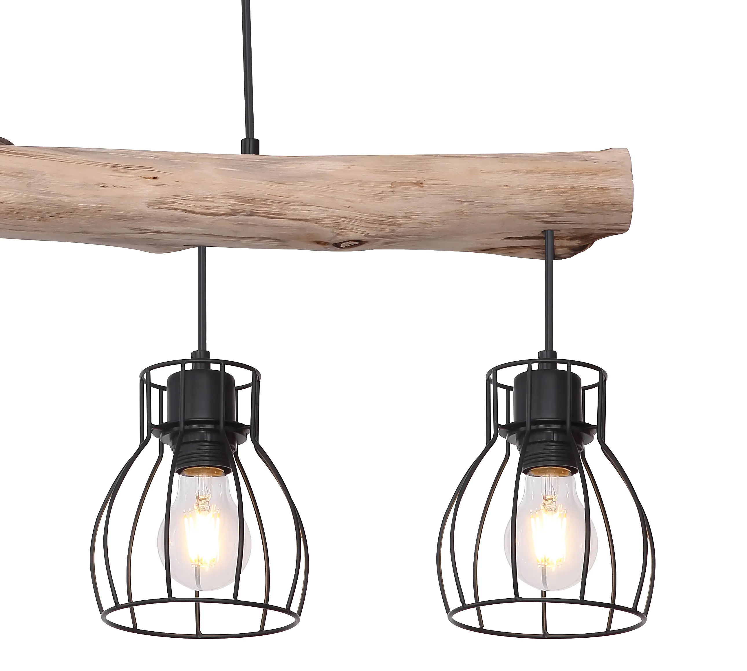 9007371389872_6 Globo Hängeleuchte Mina schwarz-holz 82,5 x 13,6 cm E27, max. 40 W