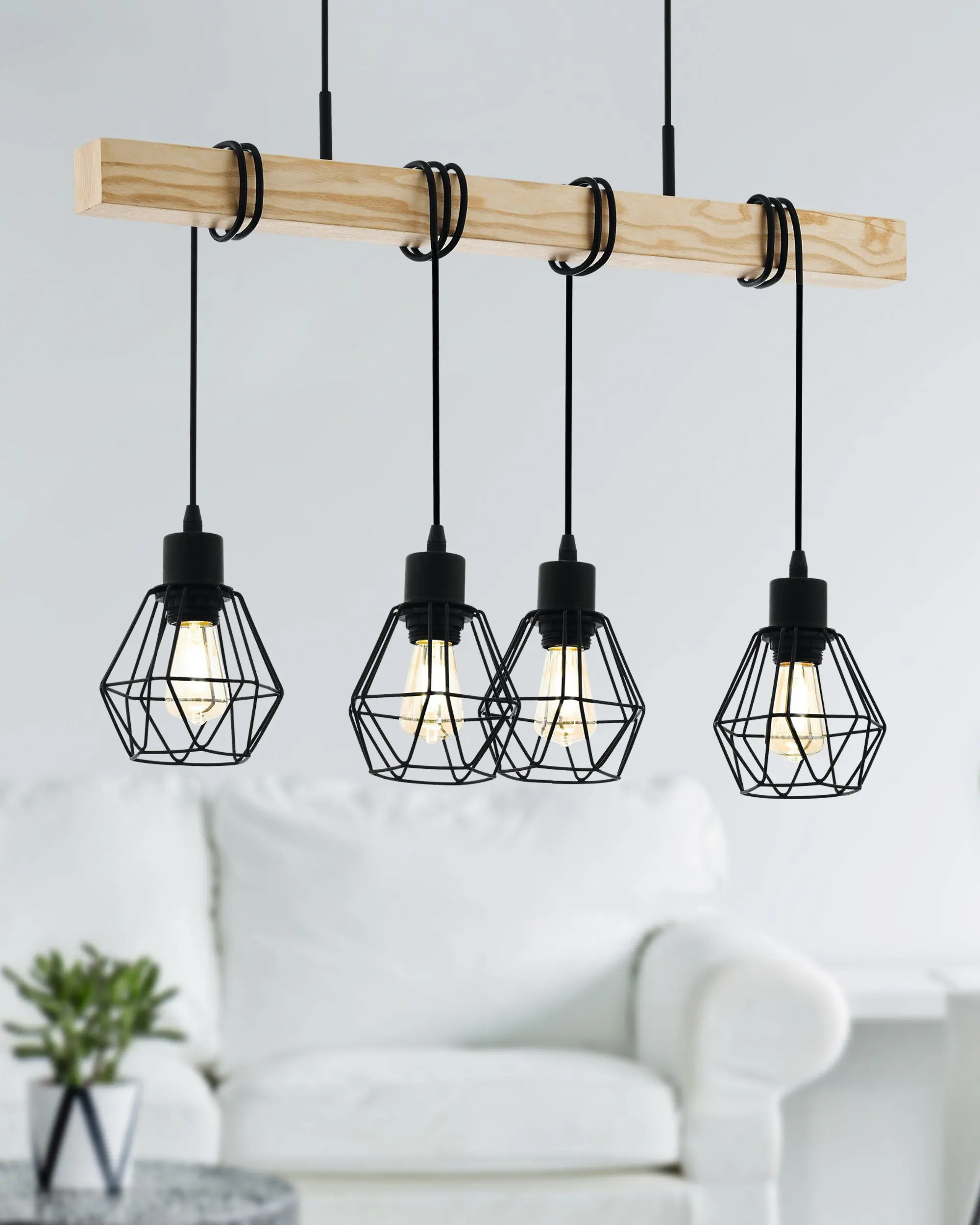 Eglo Pendelleuchte Townshend 5 schwarz holz 110 x 70 cm Eglo Pendelleuchte Townshend 5 schwarz holz 110 x 70 cm