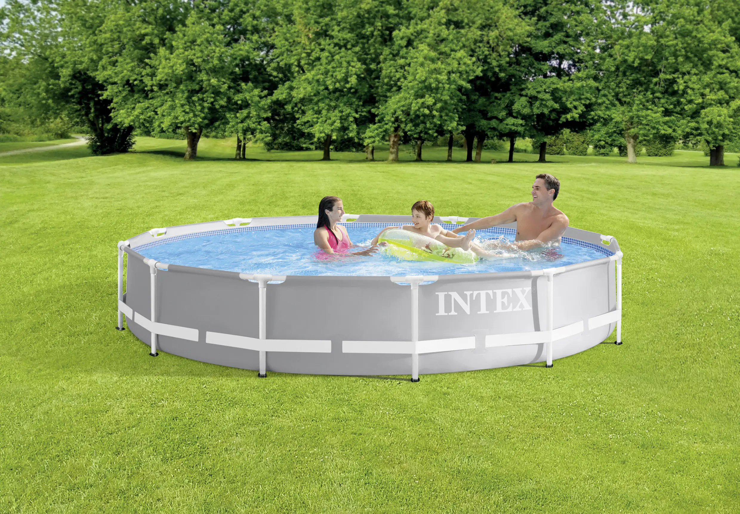 Intex Frame Pool-Set Prism Rondo rund Ø 366 x 76 cm grau